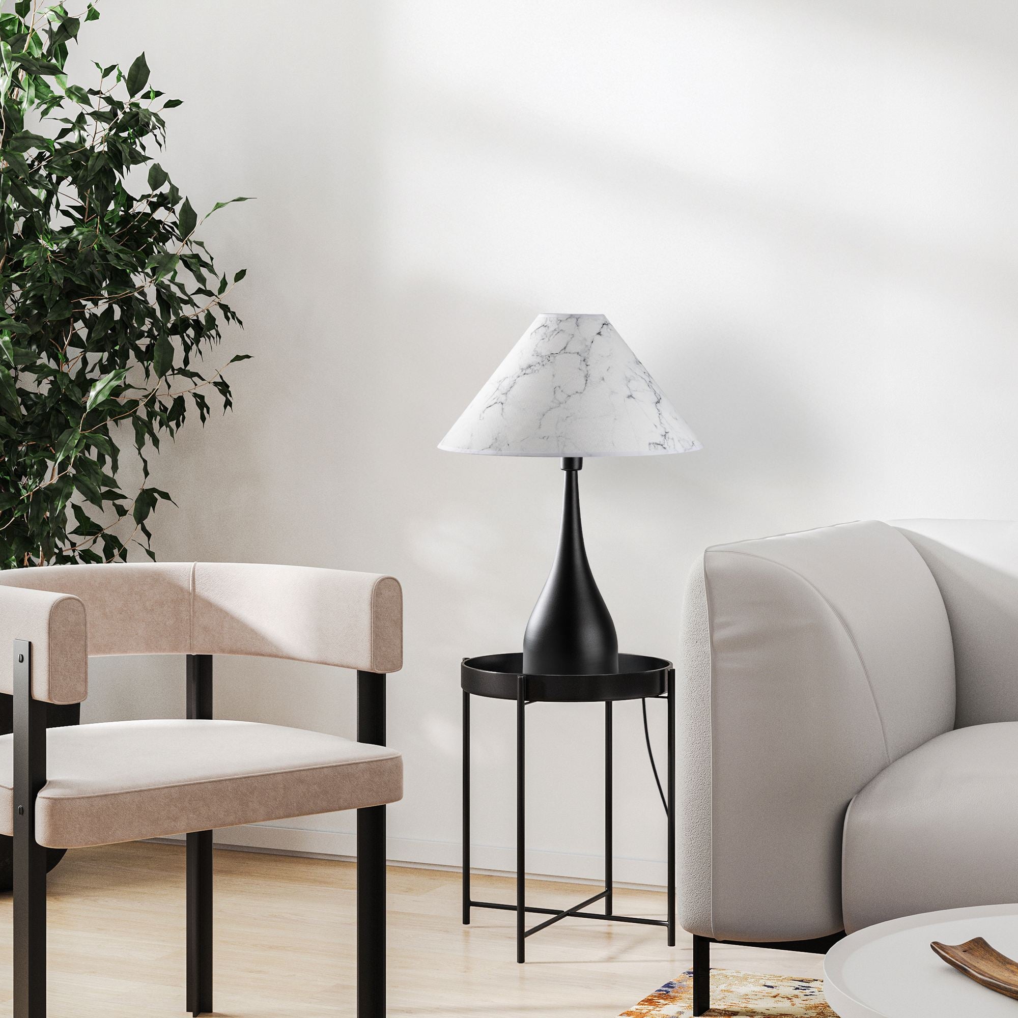Candeeiro de mesa-Luna-Preto
Branco
