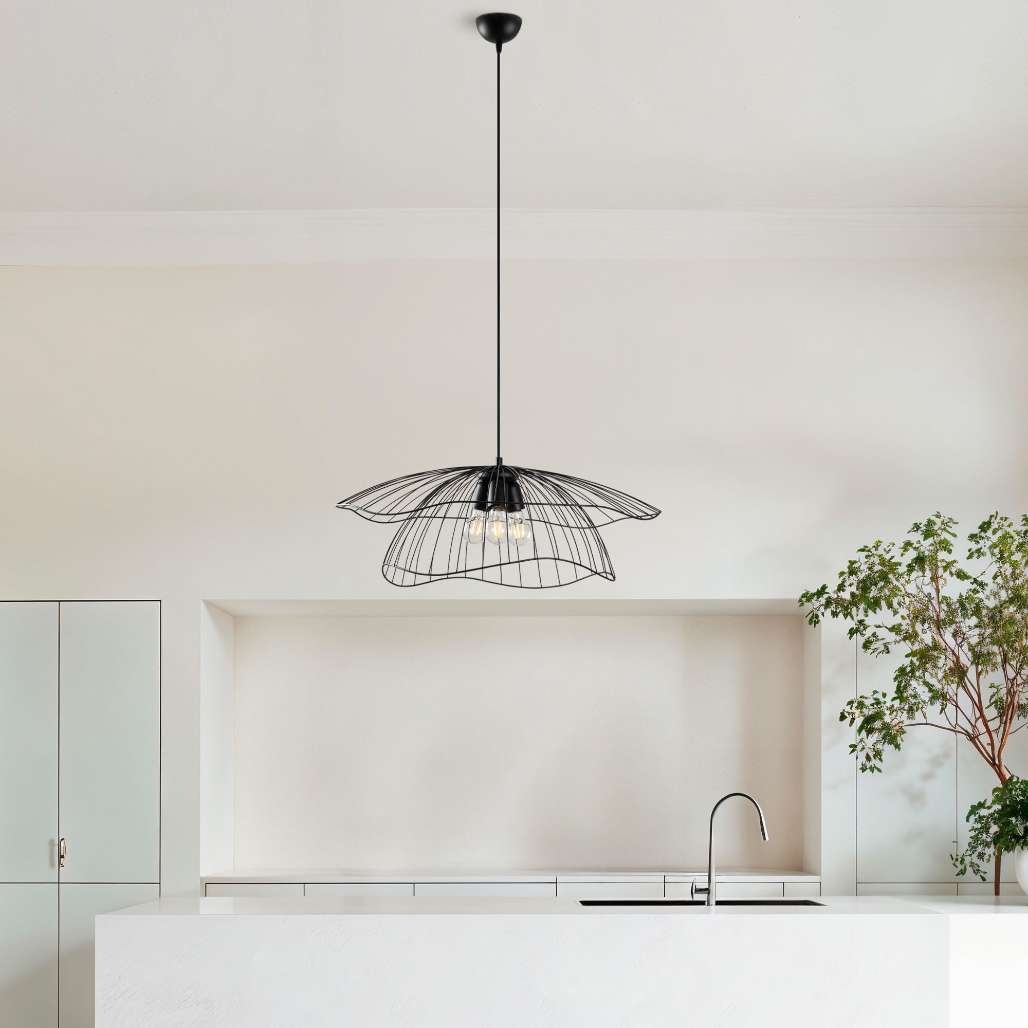 Candeeiro de Teto – 70 x 70 x 124 cm – Preto – Metal