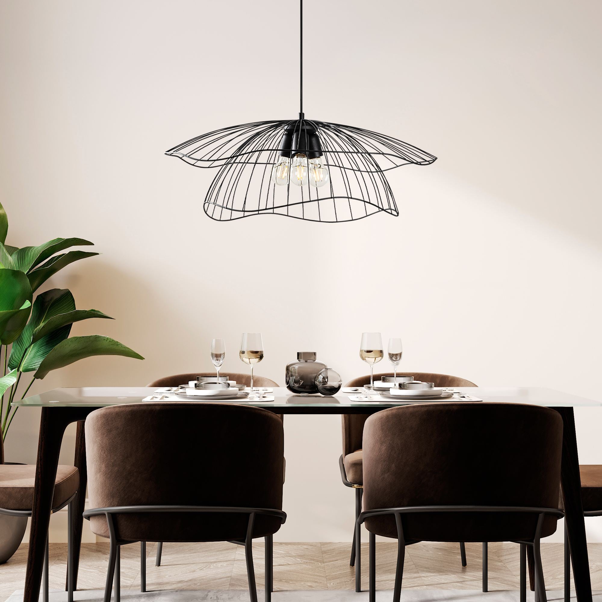 Candeeiro de Teto – 70 x 70 x 124 cm – Preto – Metal