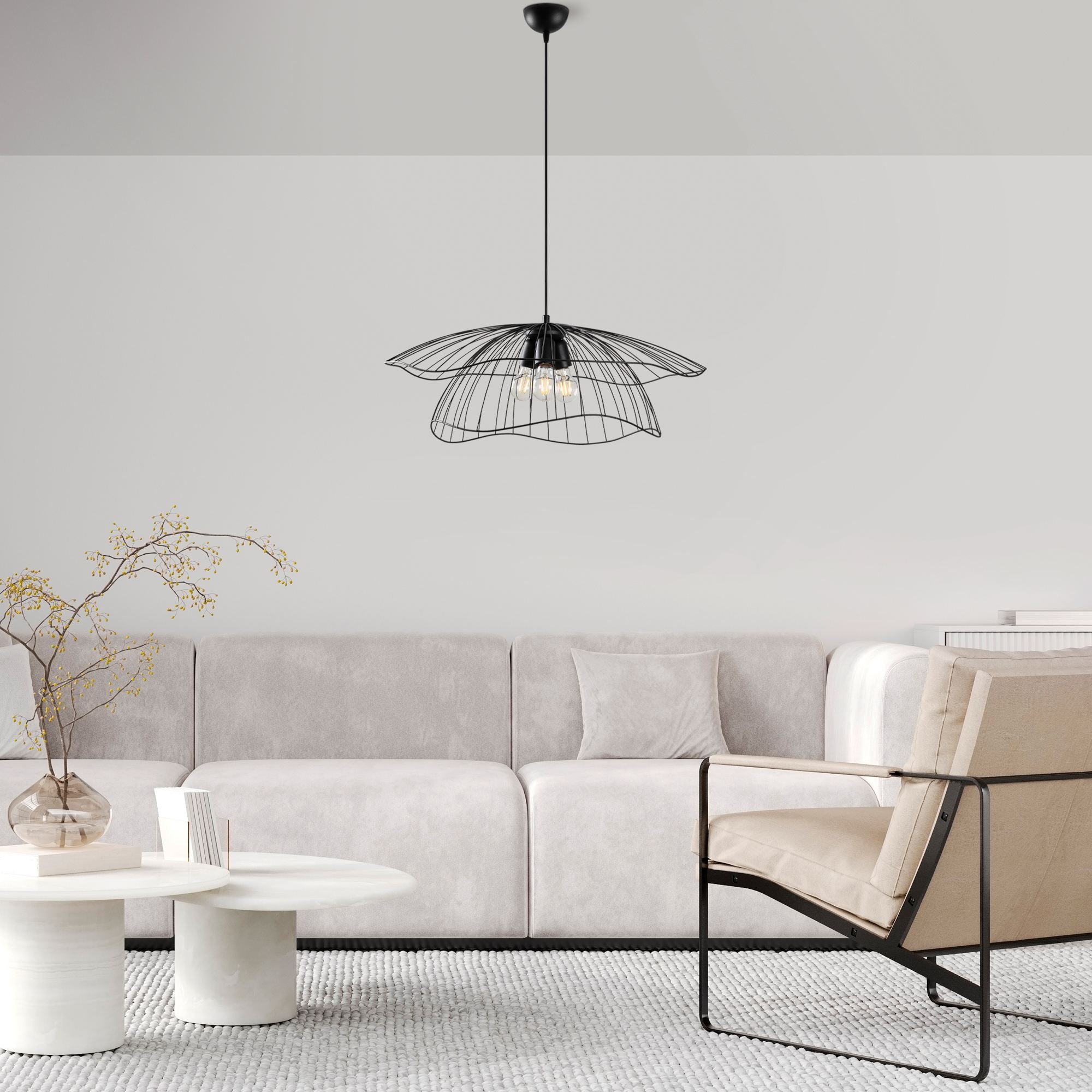 Candeeiro de Teto – 70 x 70 x 124 cm – Preto – Metal