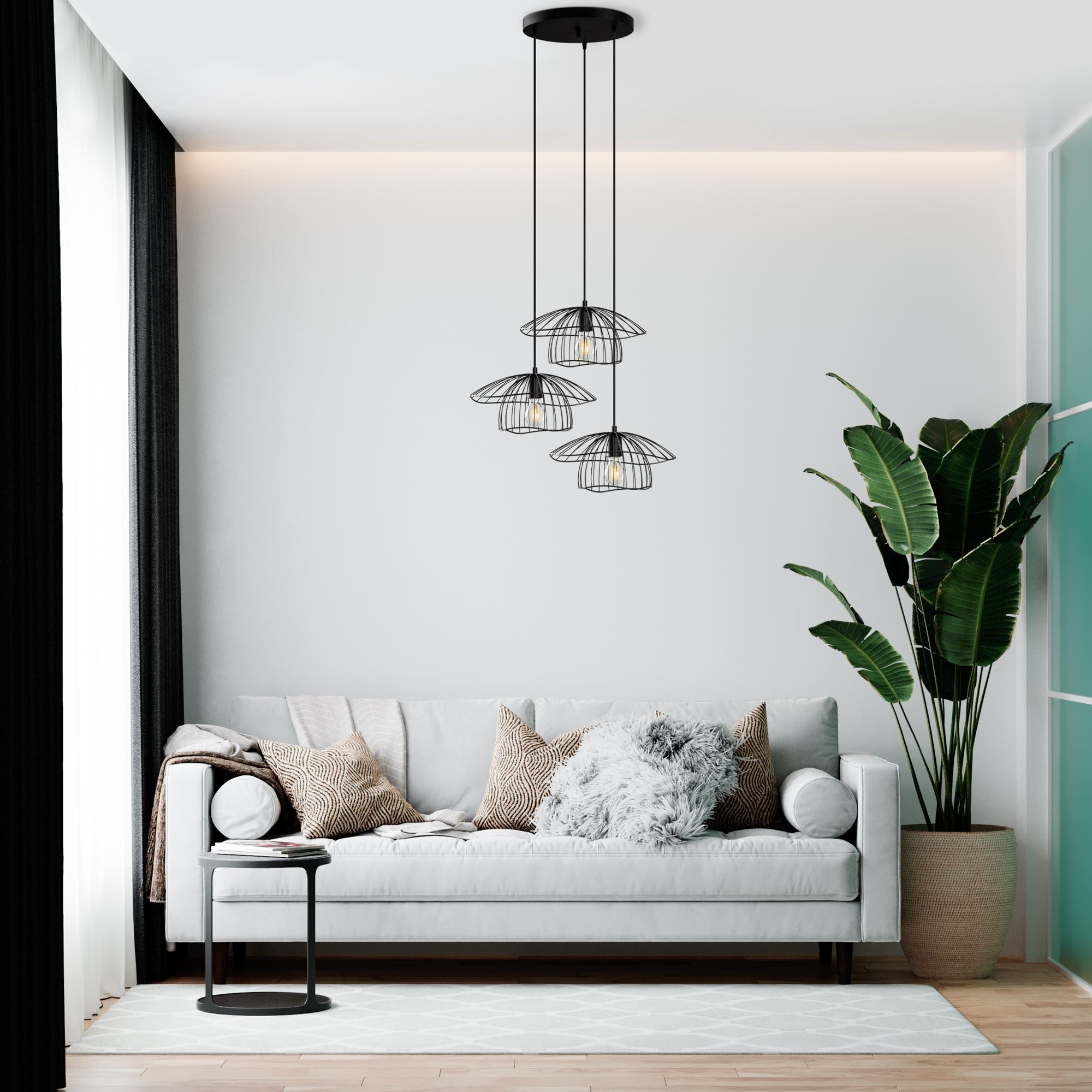 Candeeiro de Teto – 68 x 68 x 110 cm – Preto – Metal