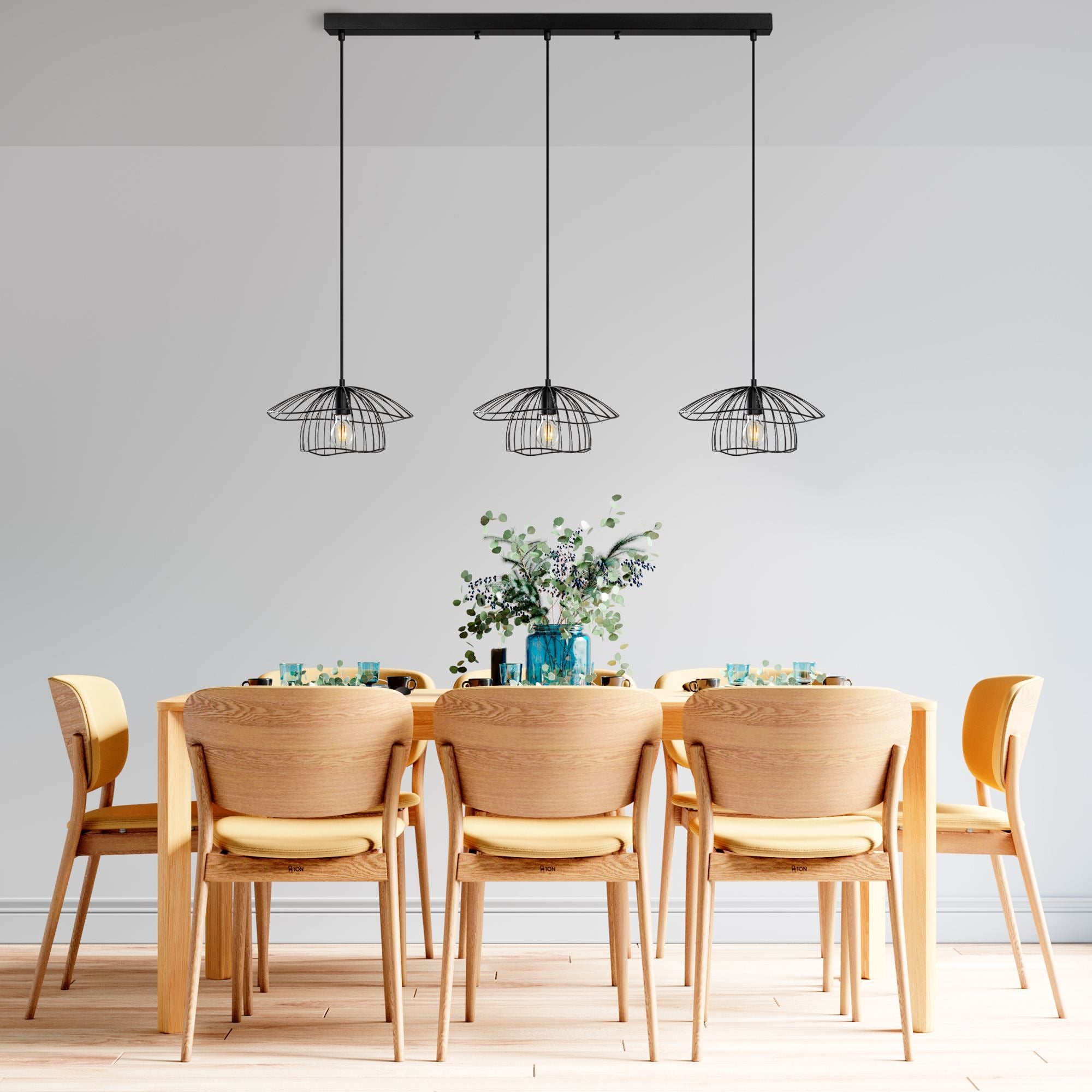 Candeeiro de Teto – 155 x 35 x 110 cm – Preto – Metal