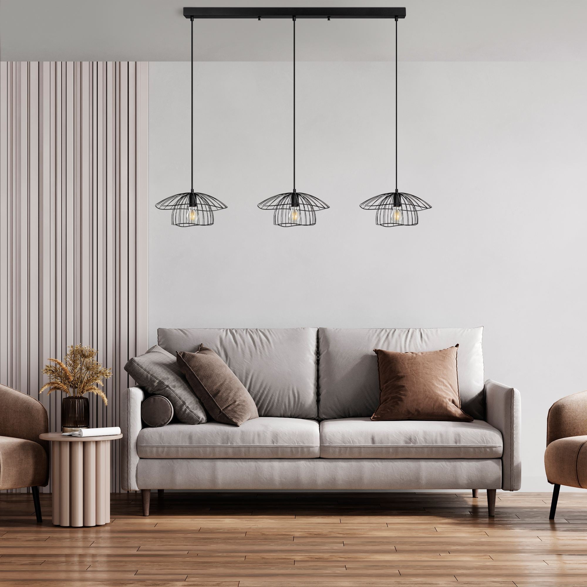 Candeeiro de Teto – 155 x 35 x 110 cm – Preto – Metal