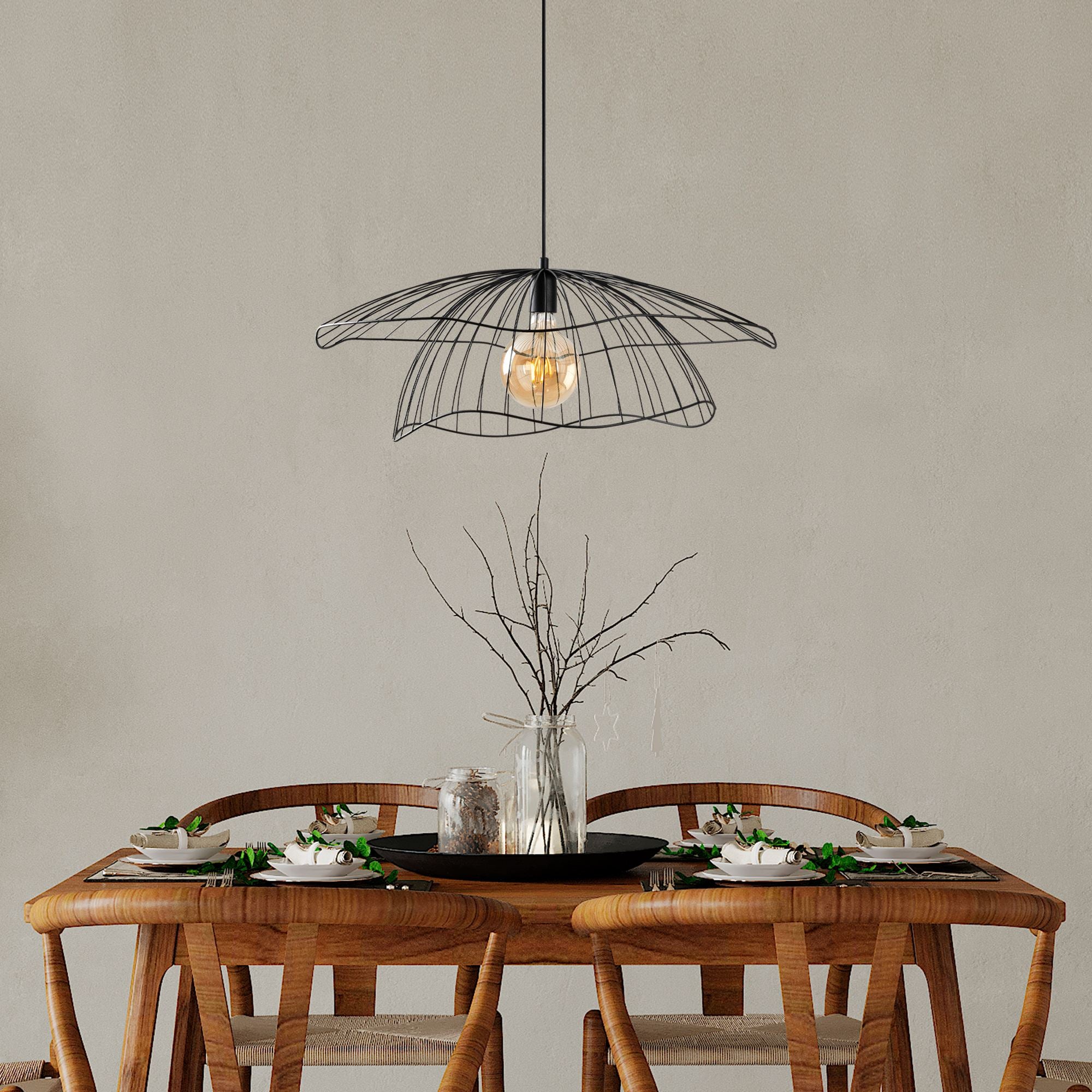 Candeeiro de Teto – 70 x 70 x 124 cm – Preto – Metal