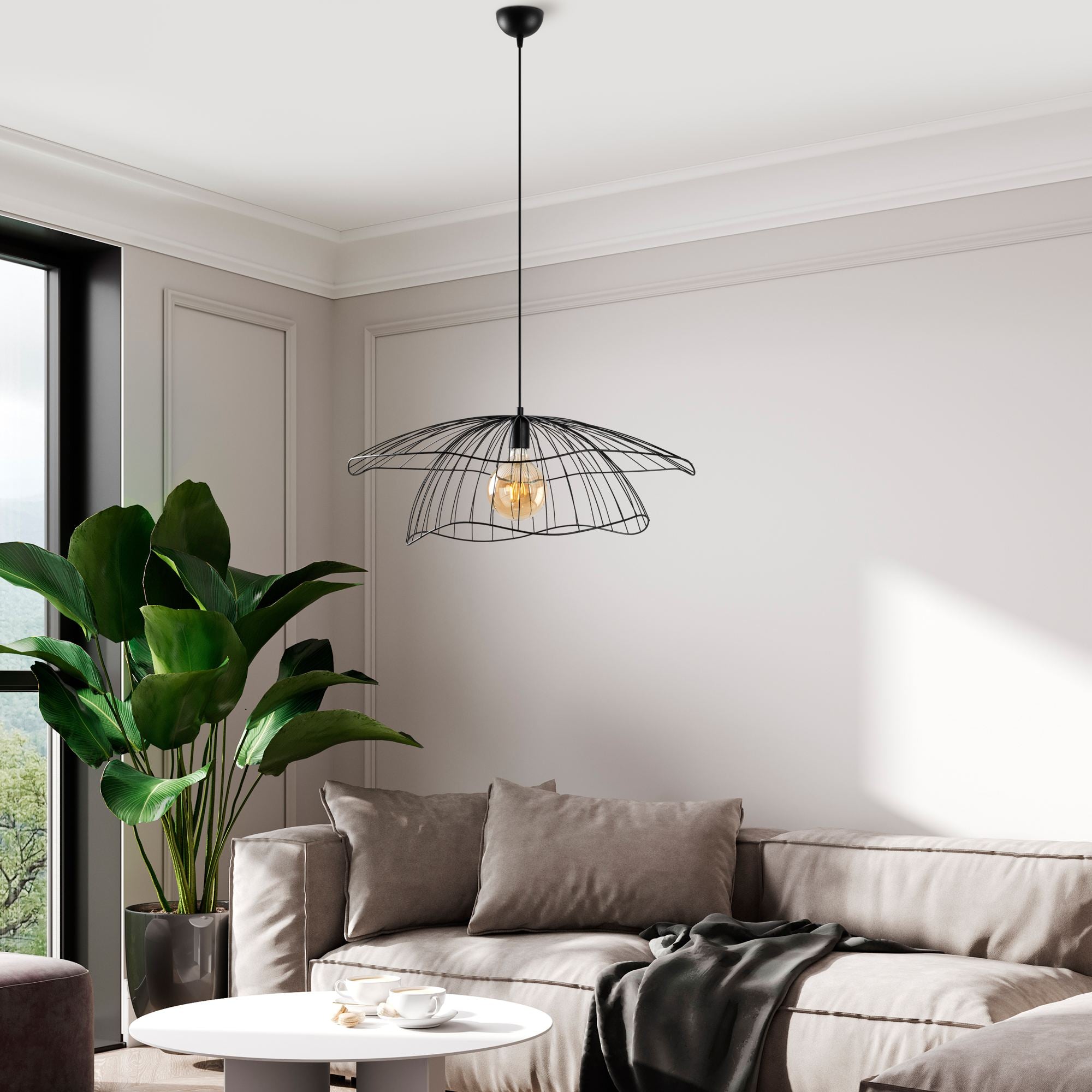 Candeeiro de Teto – 70 x 70 x 124 cm – Preto – Metal