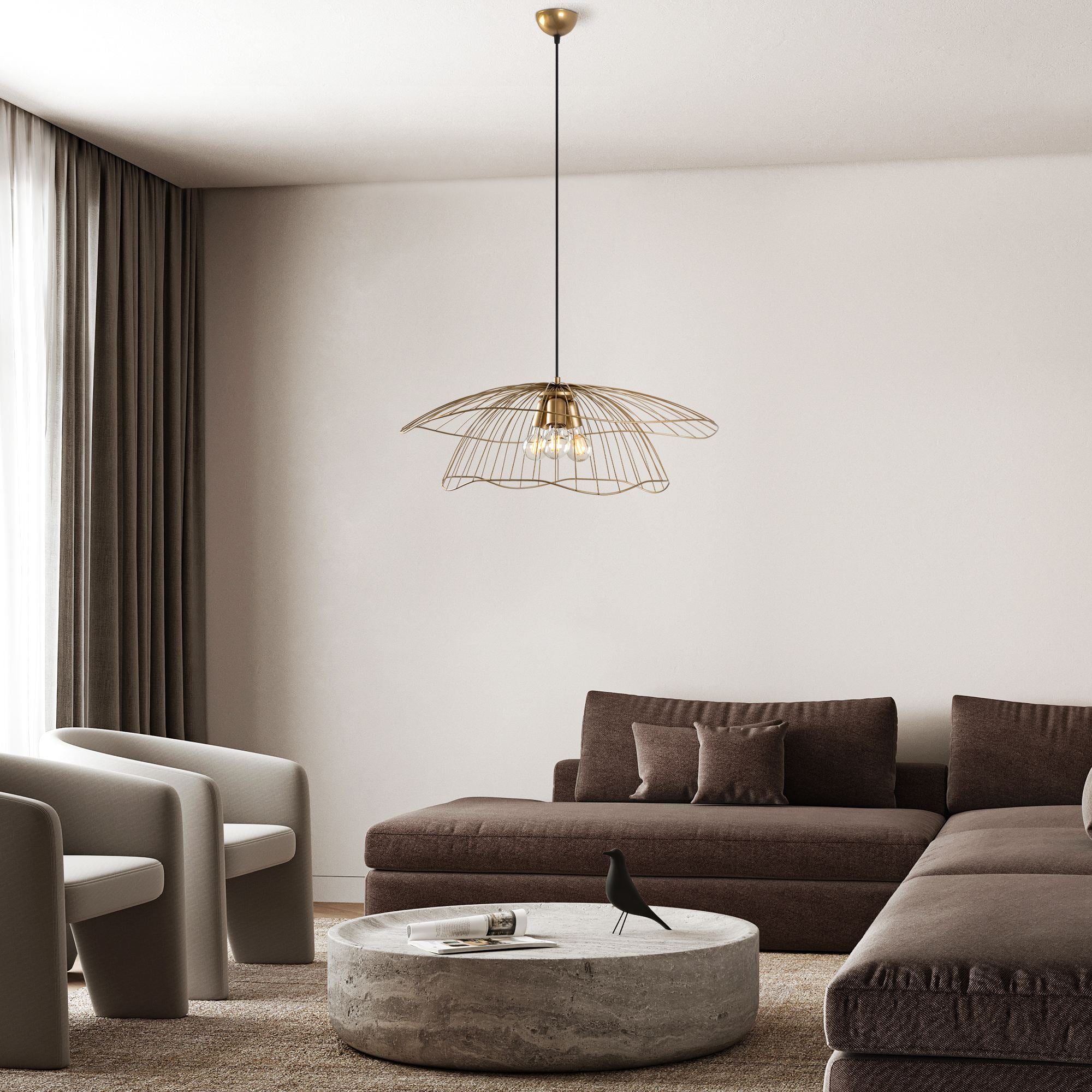 Candeeiro de Teto – 70 x 70 x 124 cm – Dourado – Metal