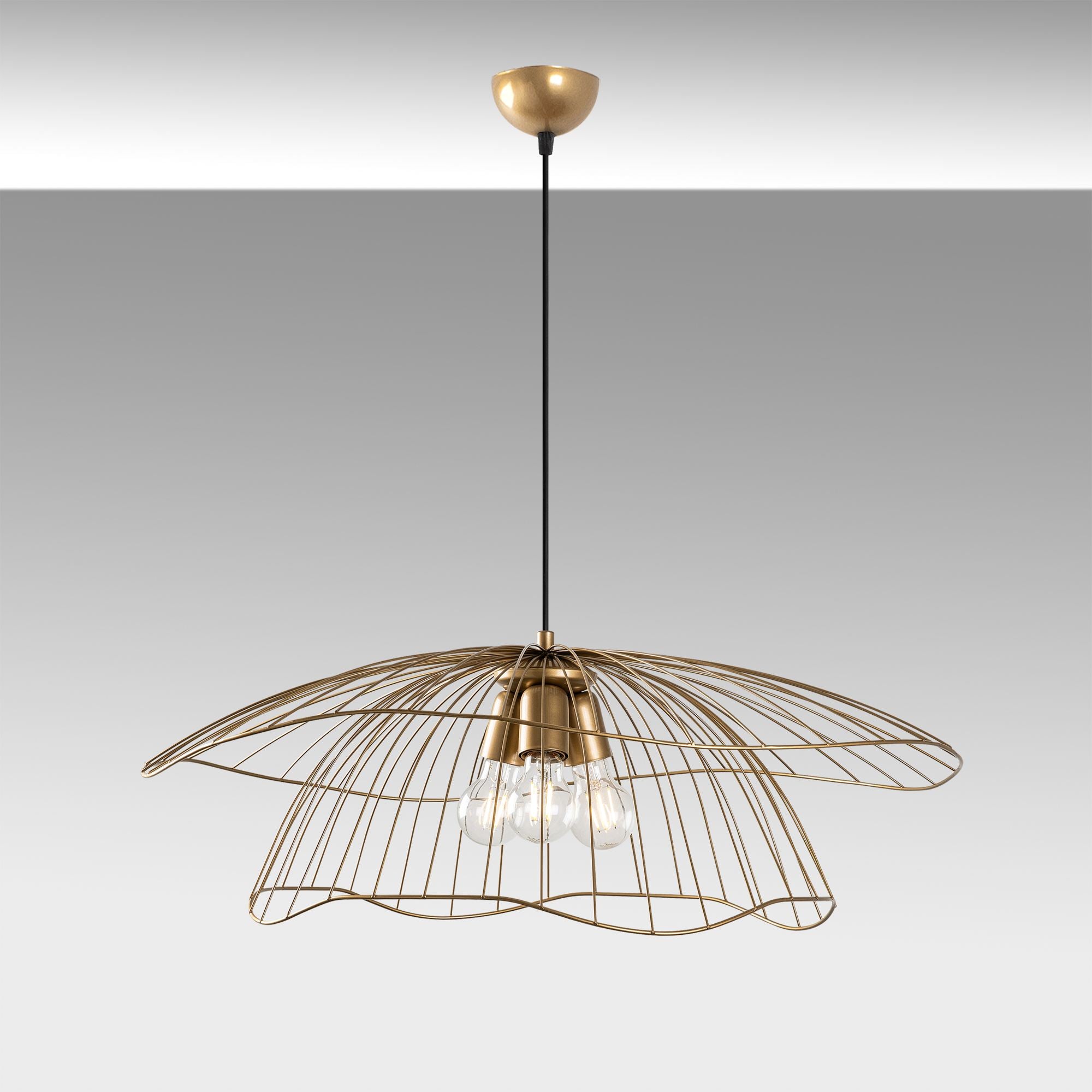 Candeeiro de Teto – 70 x 70 x 124 cm – Dourado – Metal