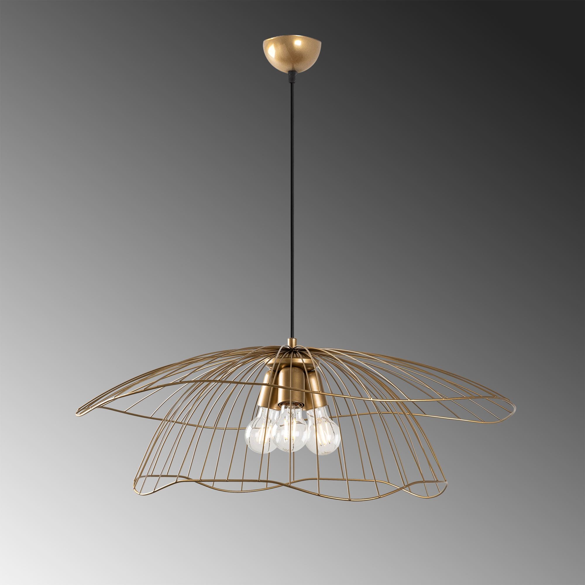 Candeeiro de Teto – 70 x 70 x 124 cm – Dourado – Metal