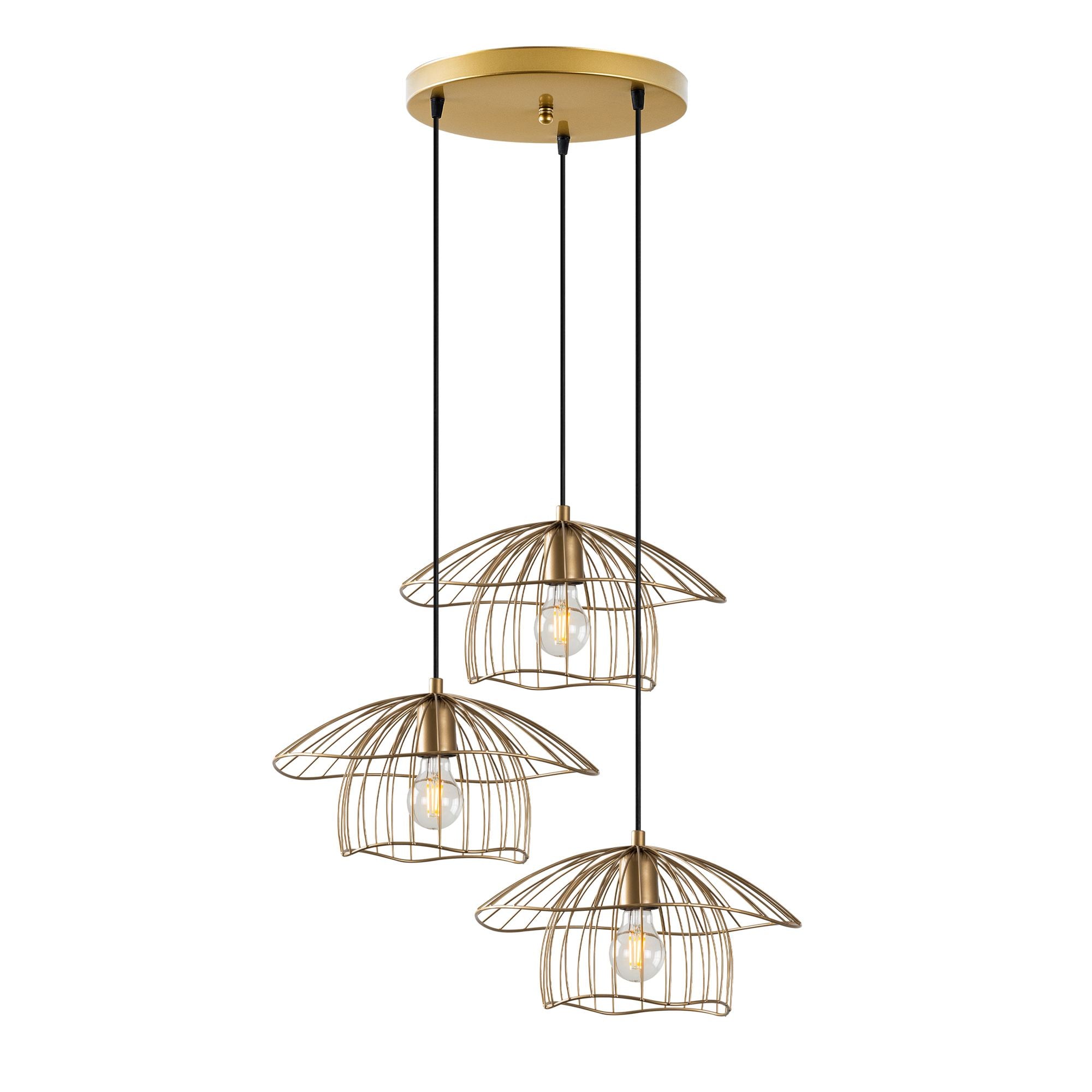 Candeeiro de Teto – 68 x 68 x 110 cm – Ouro – Metálico