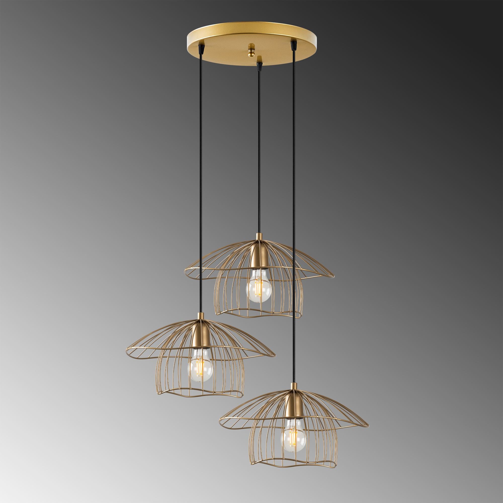 Candeeiro de Teto – 68 x 68 x 110 cm – Ouro – Metálico