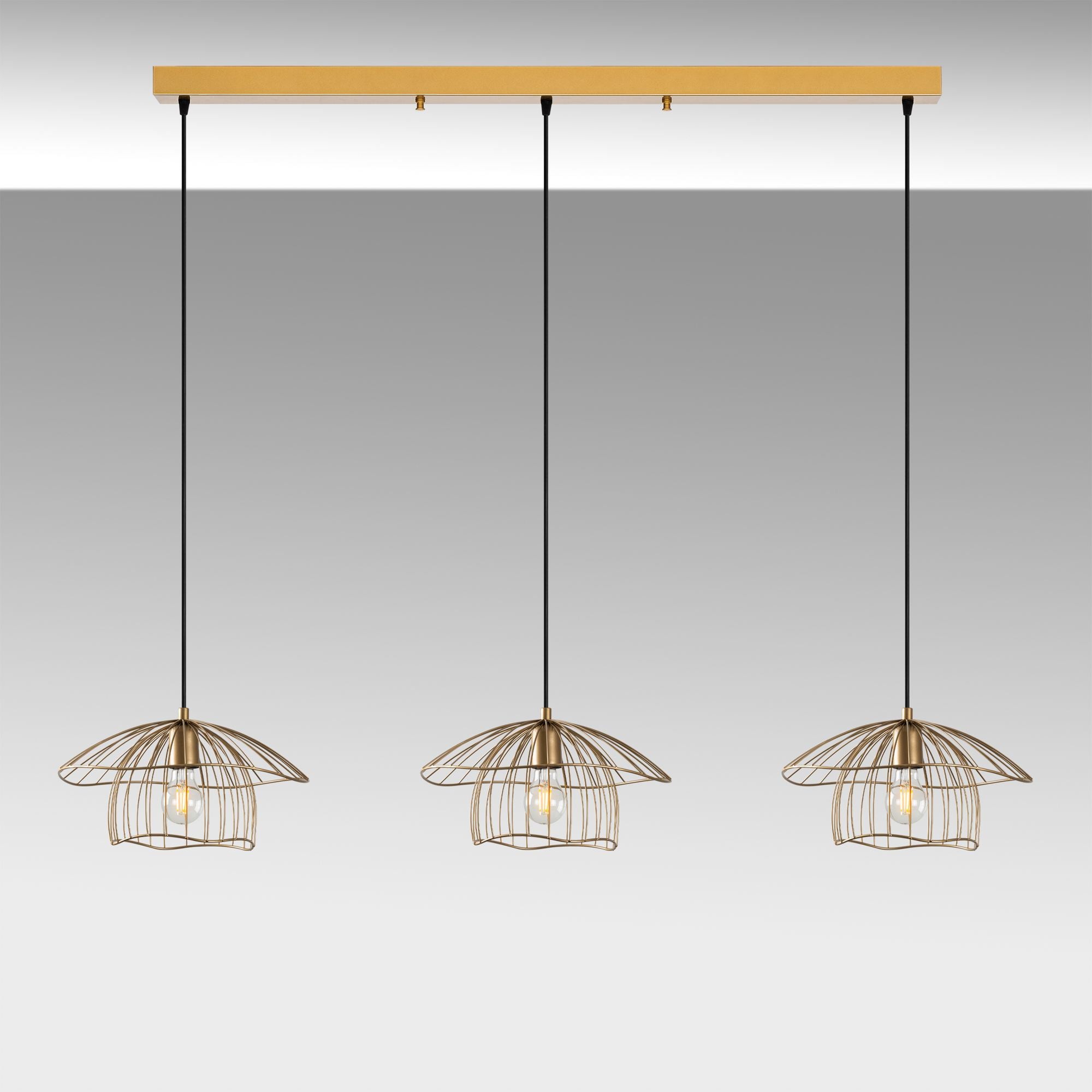 Candeeiro de Teto – 155 x 35 x 110 cm – Dourado – Metálico