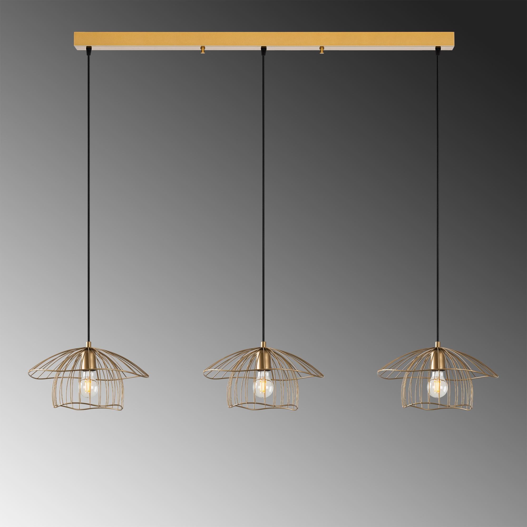 Candeeiro de Teto – 155 x 35 x 110 cm – Dourado – Metálico