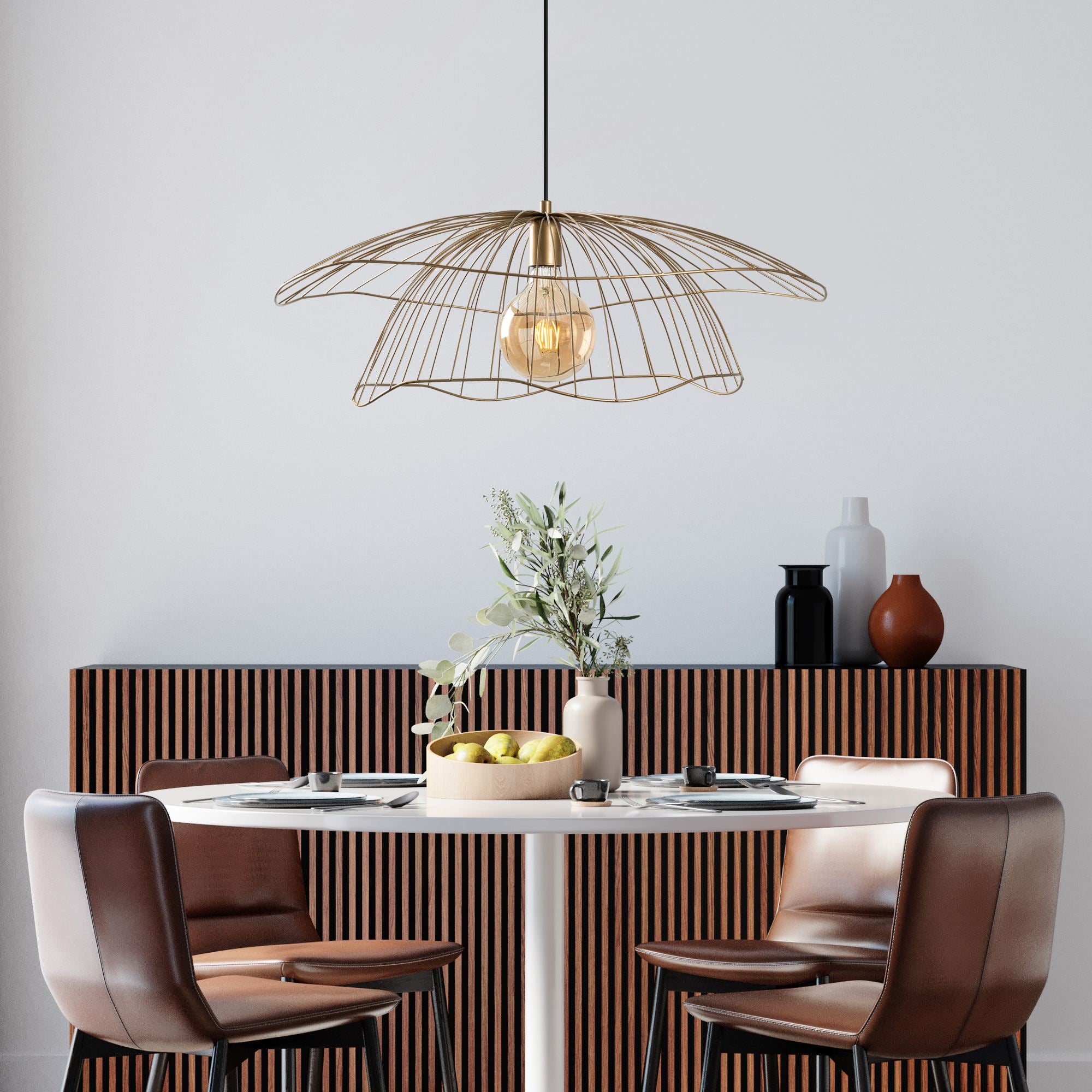 Candeeiro de Teto – 70 x 70 x 124 cm – Ouro – Metálico