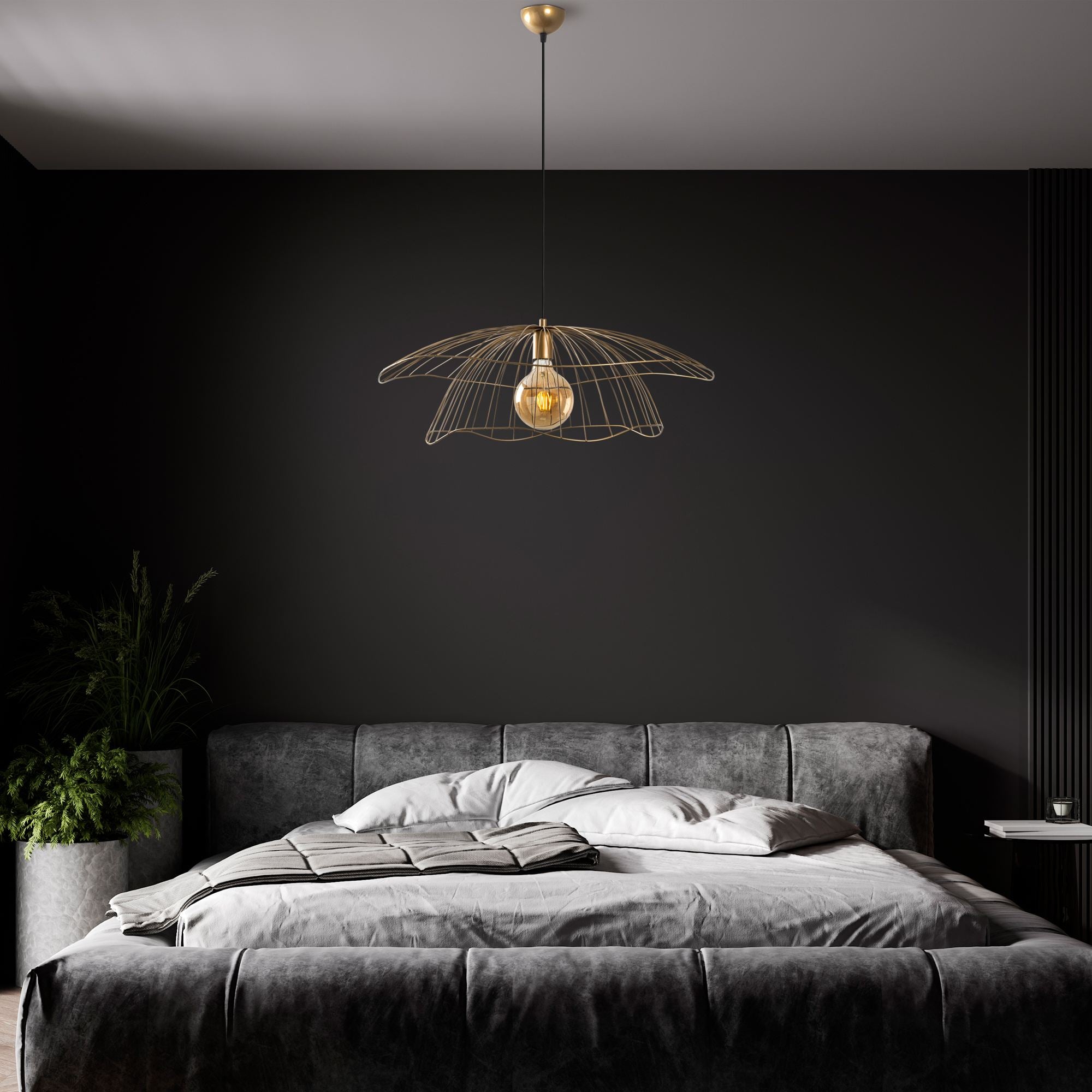 Candeeiro de Teto – 70 x 70 x 124 cm – Ouro – Metálico