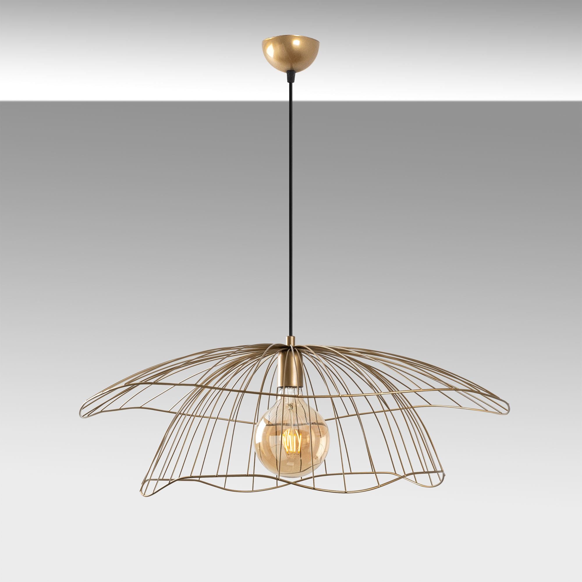 Candeeiro de Teto – 70 x 70 x 124 cm – Ouro – Metálico