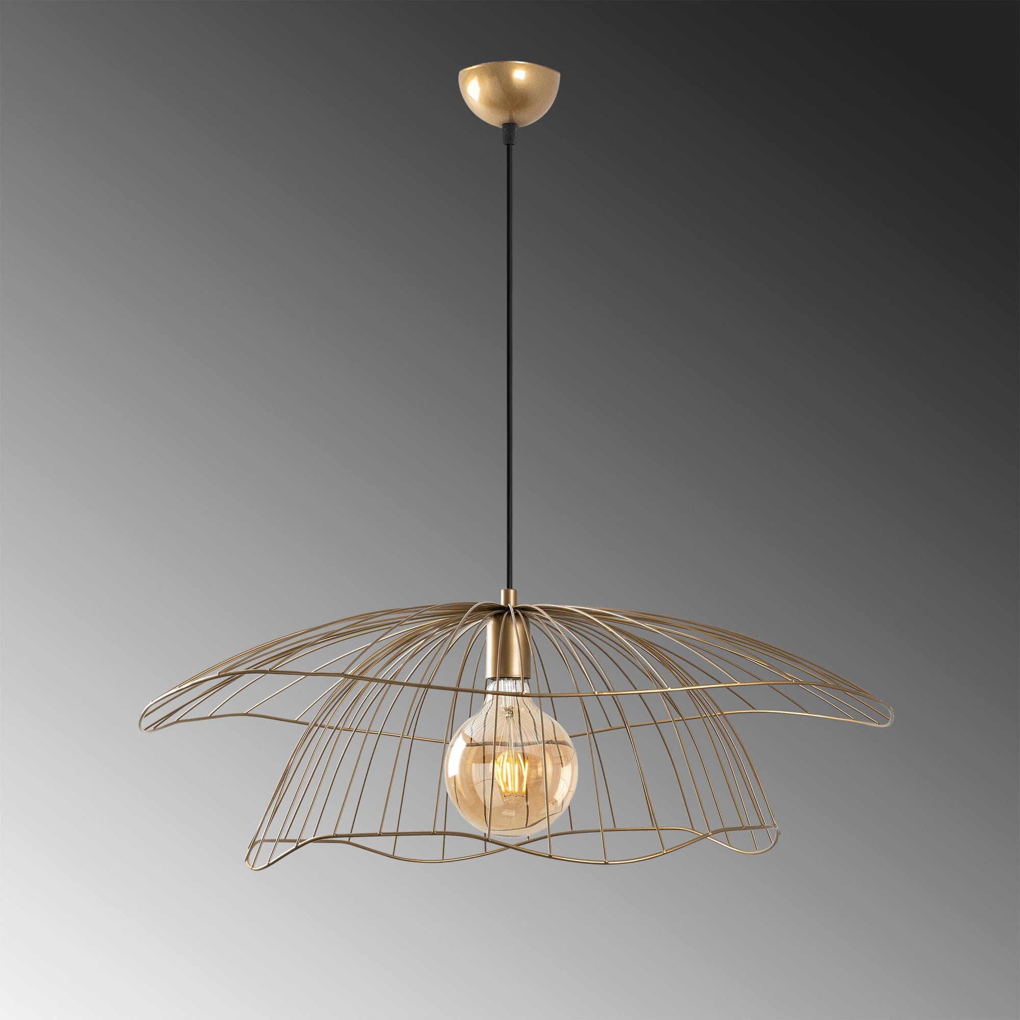 Candeeiro de Teto – 70 x 70 x 124 cm – Ouro – Metálico