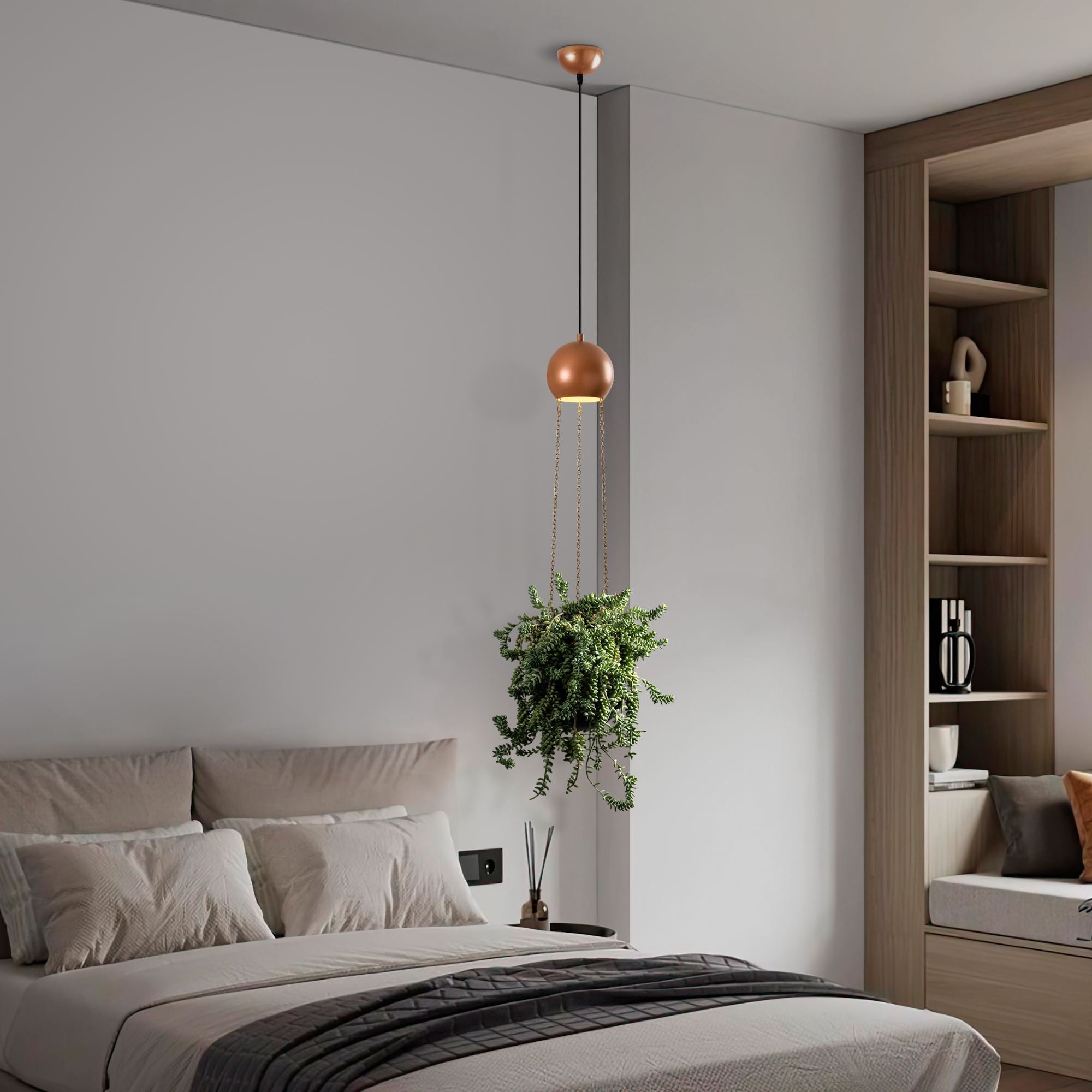 Candeeiro de Teto – 20 x 20 x 148 cm – Verde – Cobre