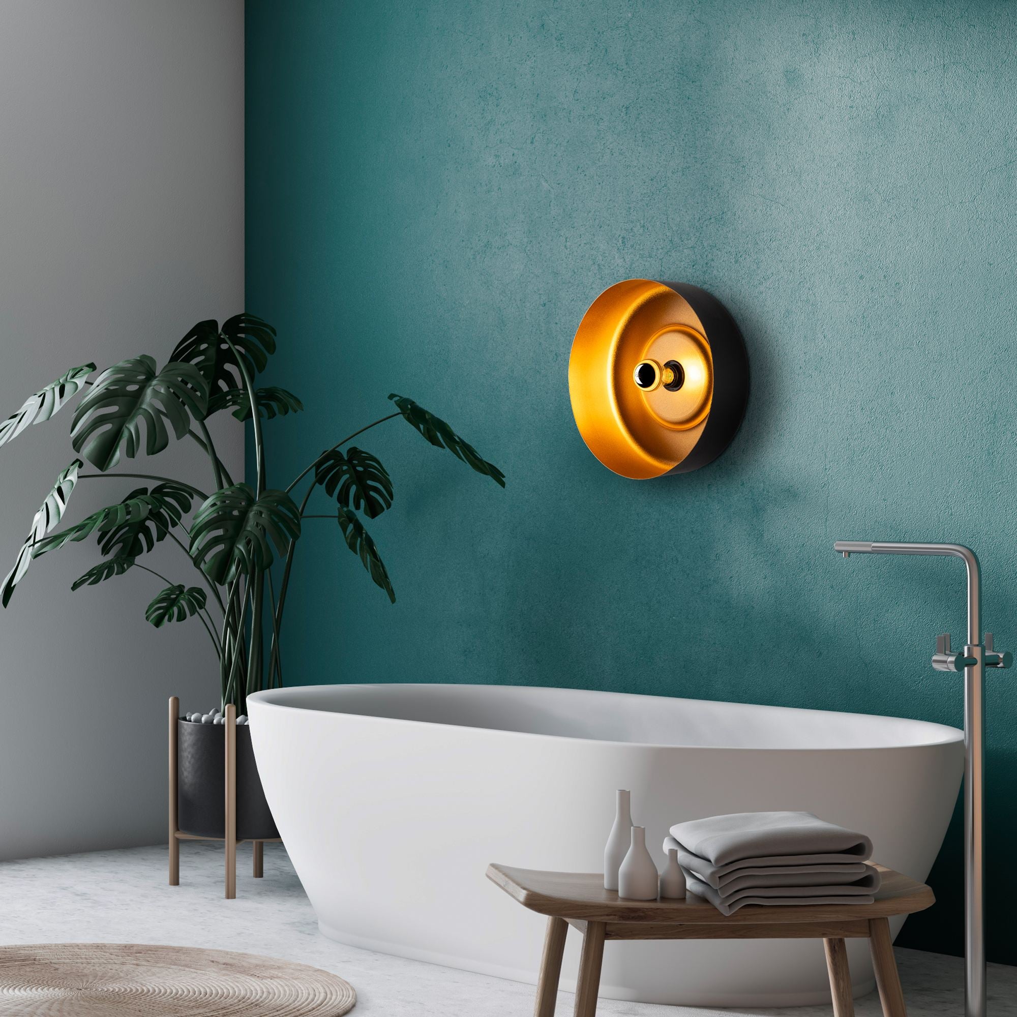 Candeeiro de Parede – 35 x 35 x 18 cm – Preto – Metal