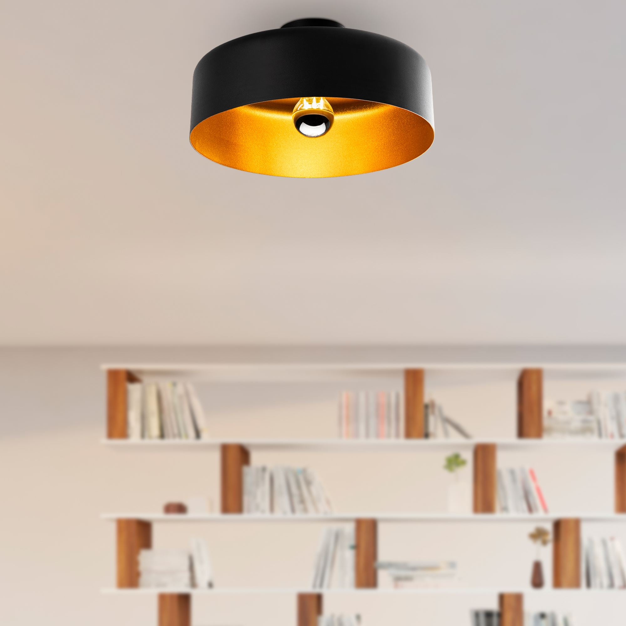 Candeeiro de Teto – 35x35x18 cm – Preto – Metal