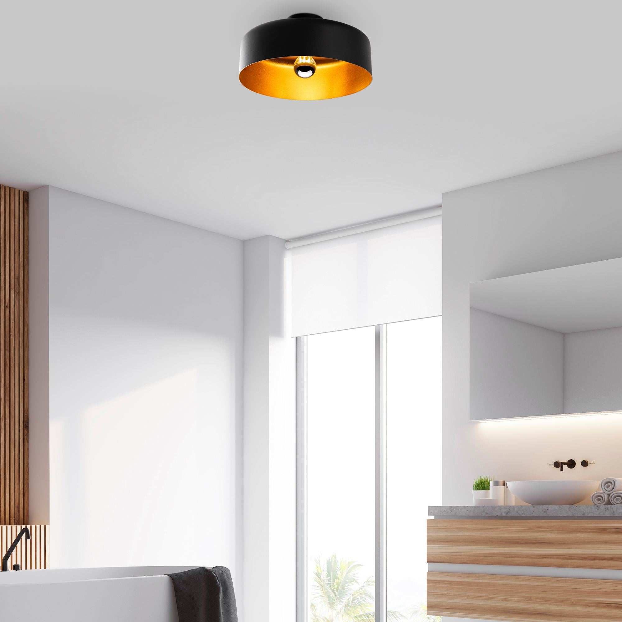 Candeeiro de Teto – 35x35x18 cm – Preto – Metal