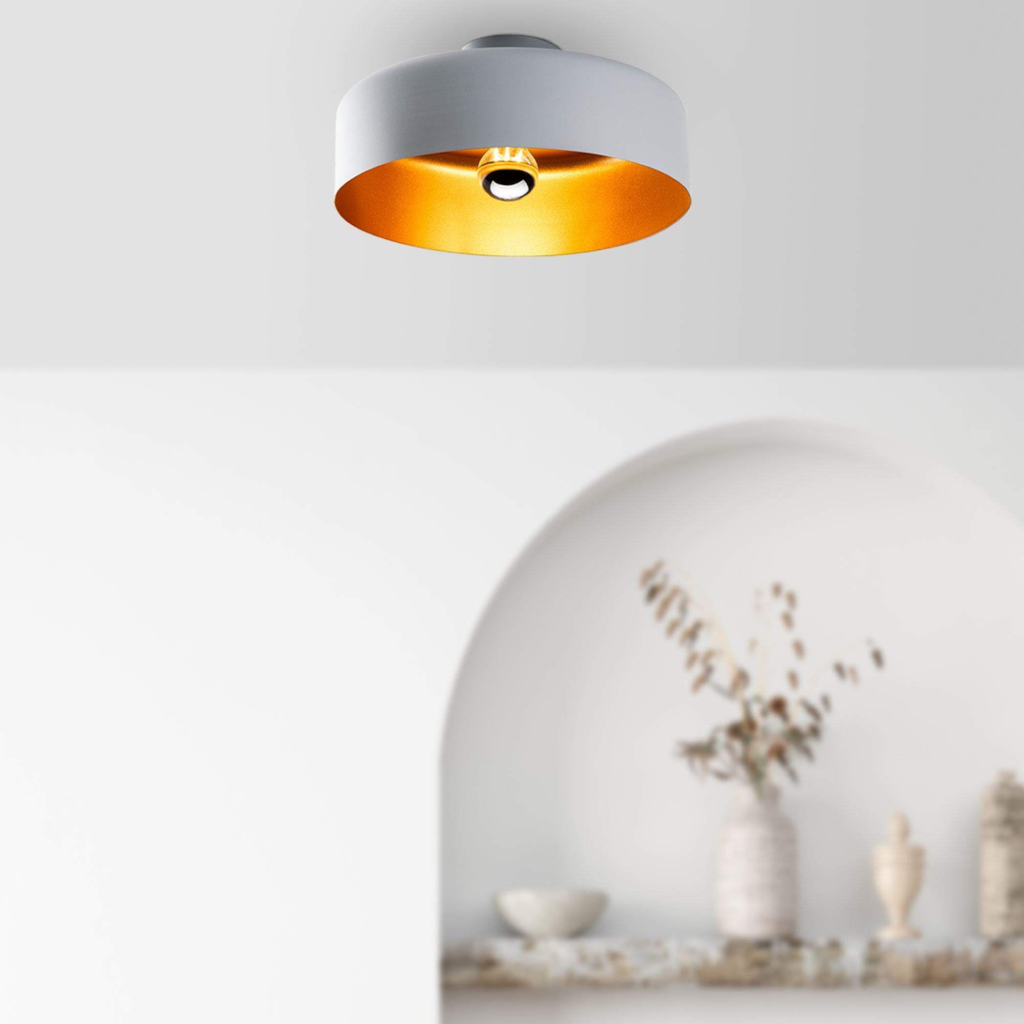 Candeeiro de Teto – 35 x 35 x 18 cm – Cinza – Metal