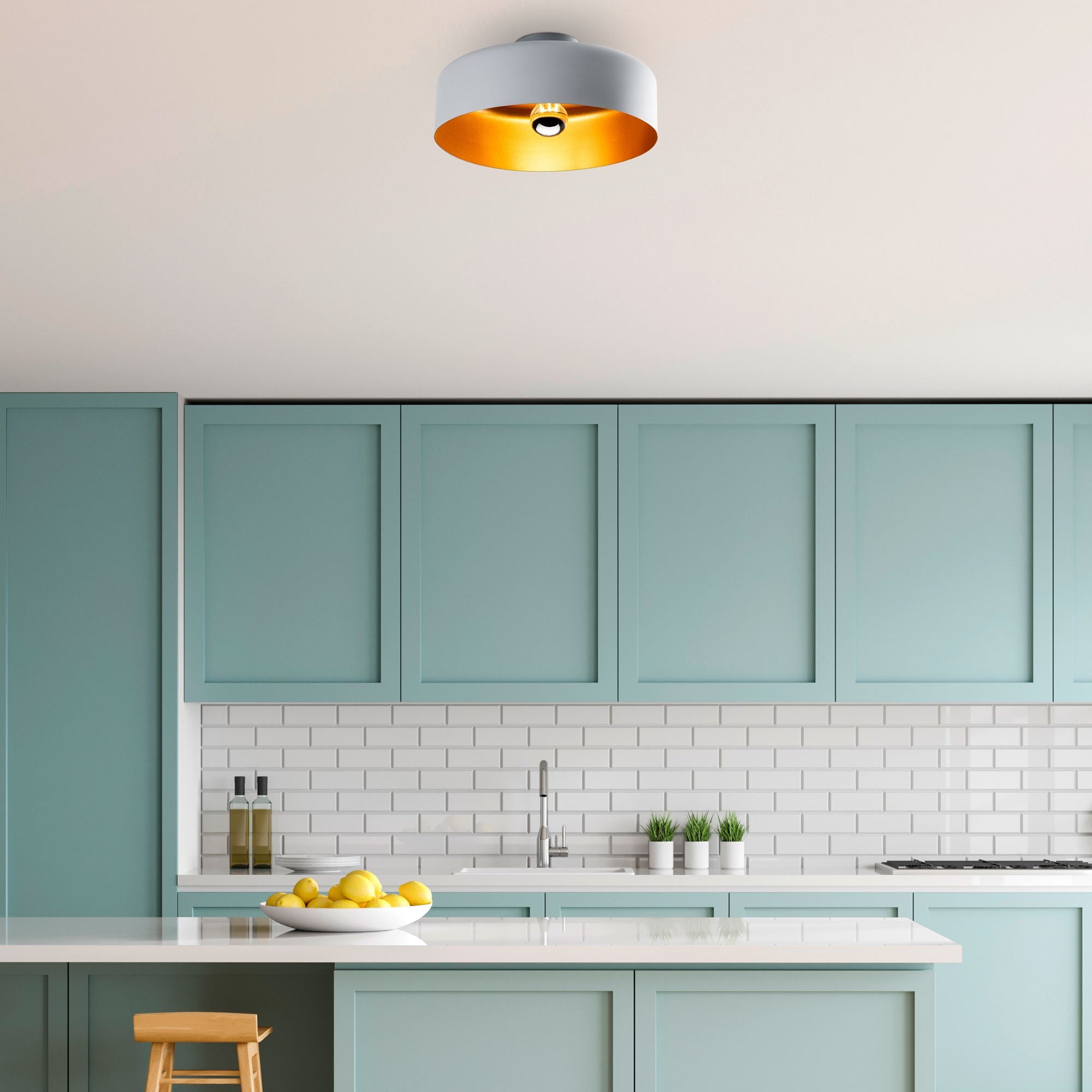 Candeeiro de Teto – 35 x 35 x 18 cm – Cinza – Metal