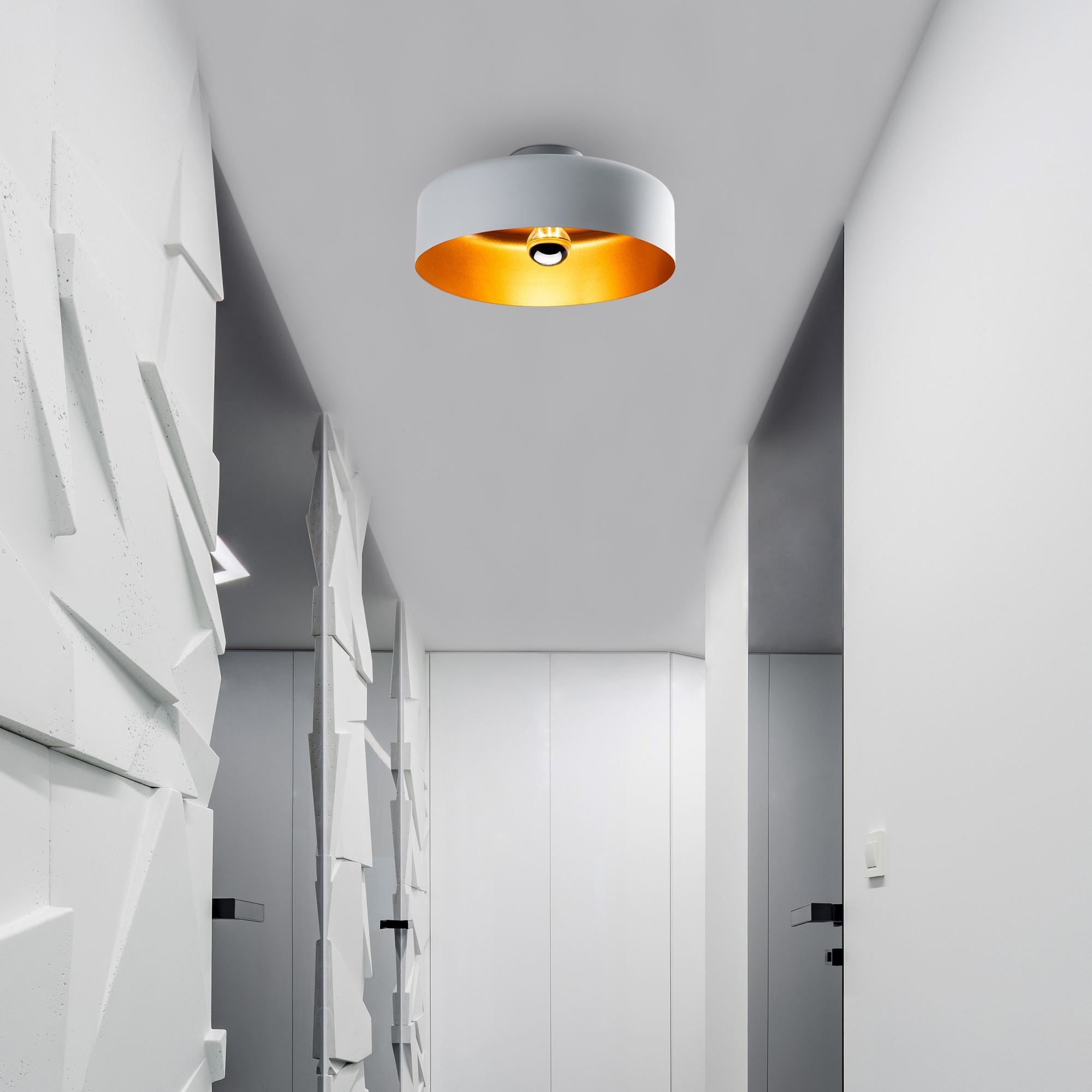 Candeeiro de Teto – 35 x 35 x 18 cm – Cinza – Metal