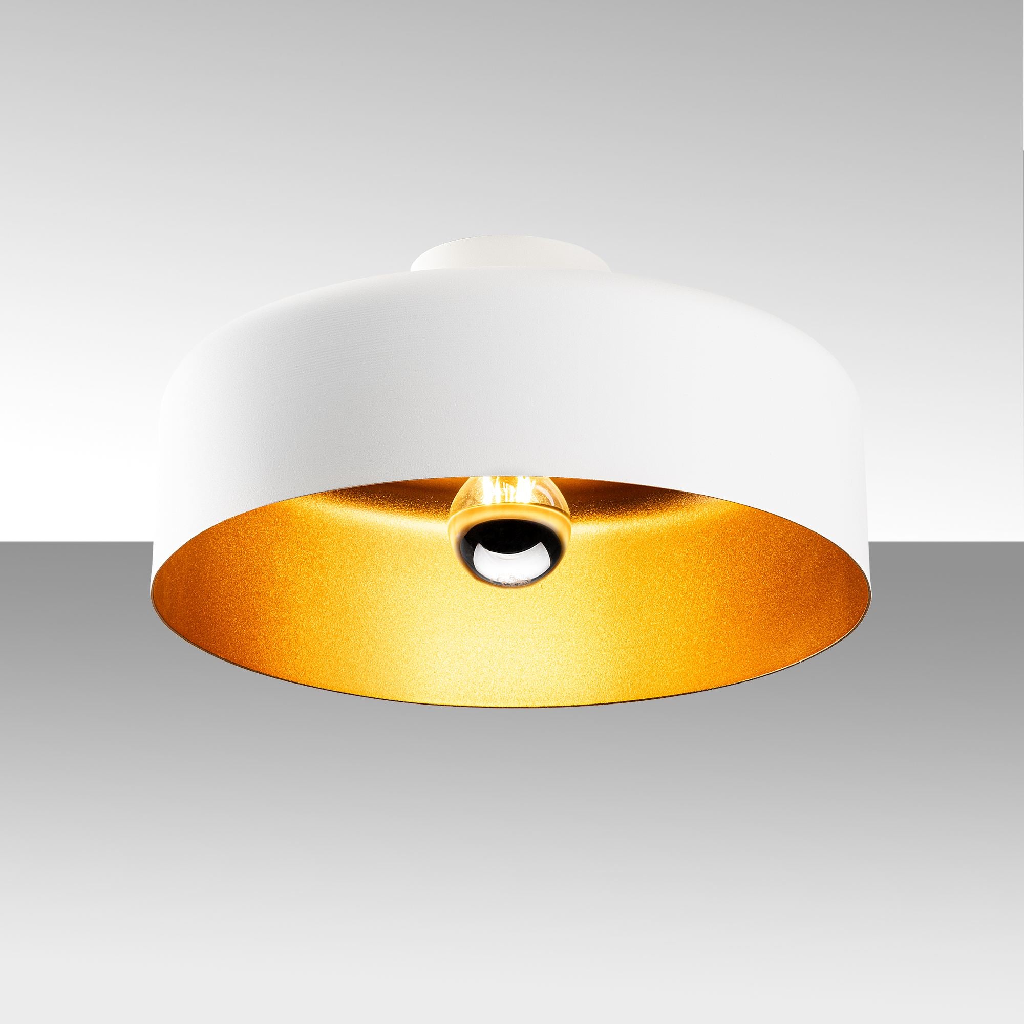 Candeeiro de Teto - 35 x 35 x 18 cm - Branco - Metal