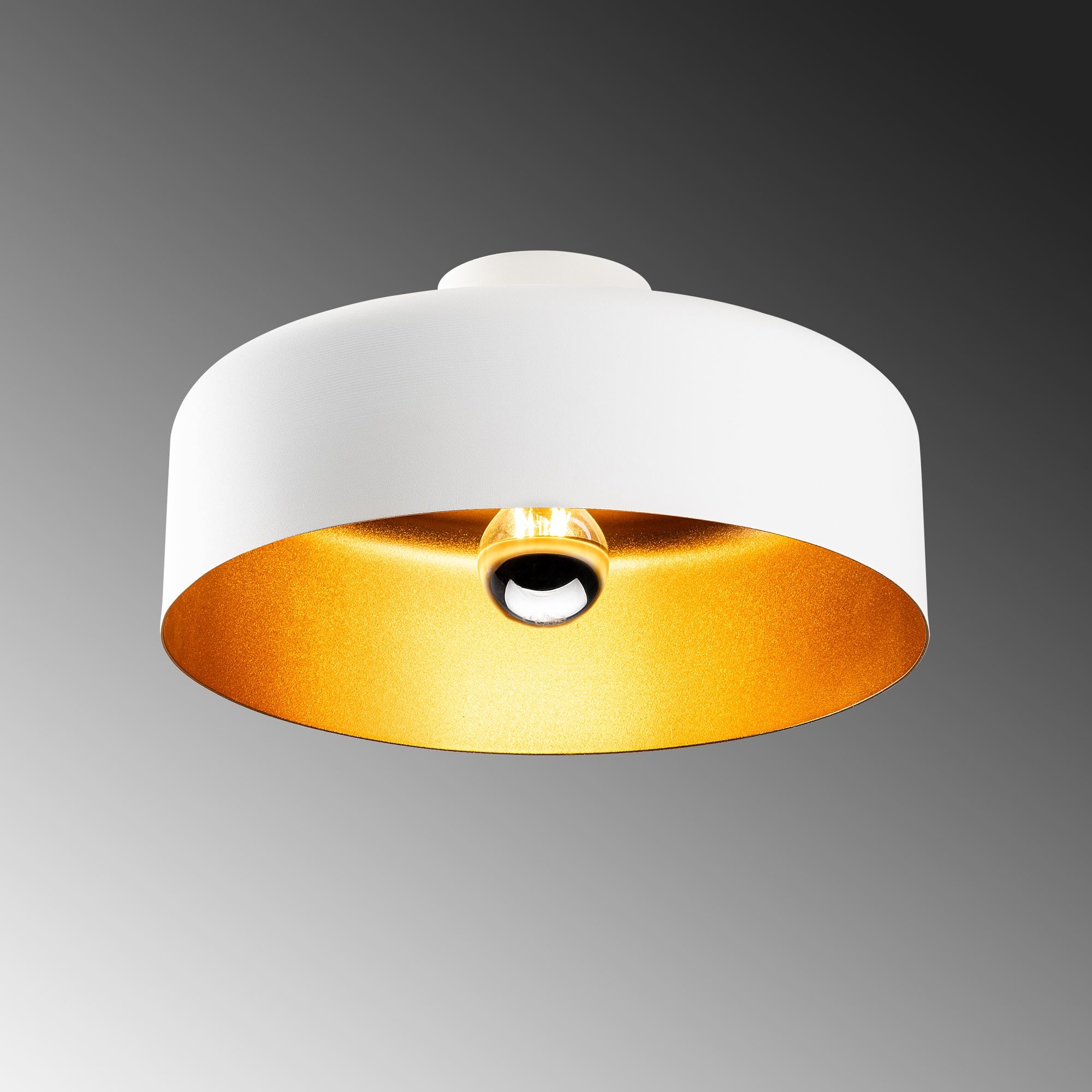 Candeeiro de Teto - 35 x 35 x 18 cm - Branco - Metal