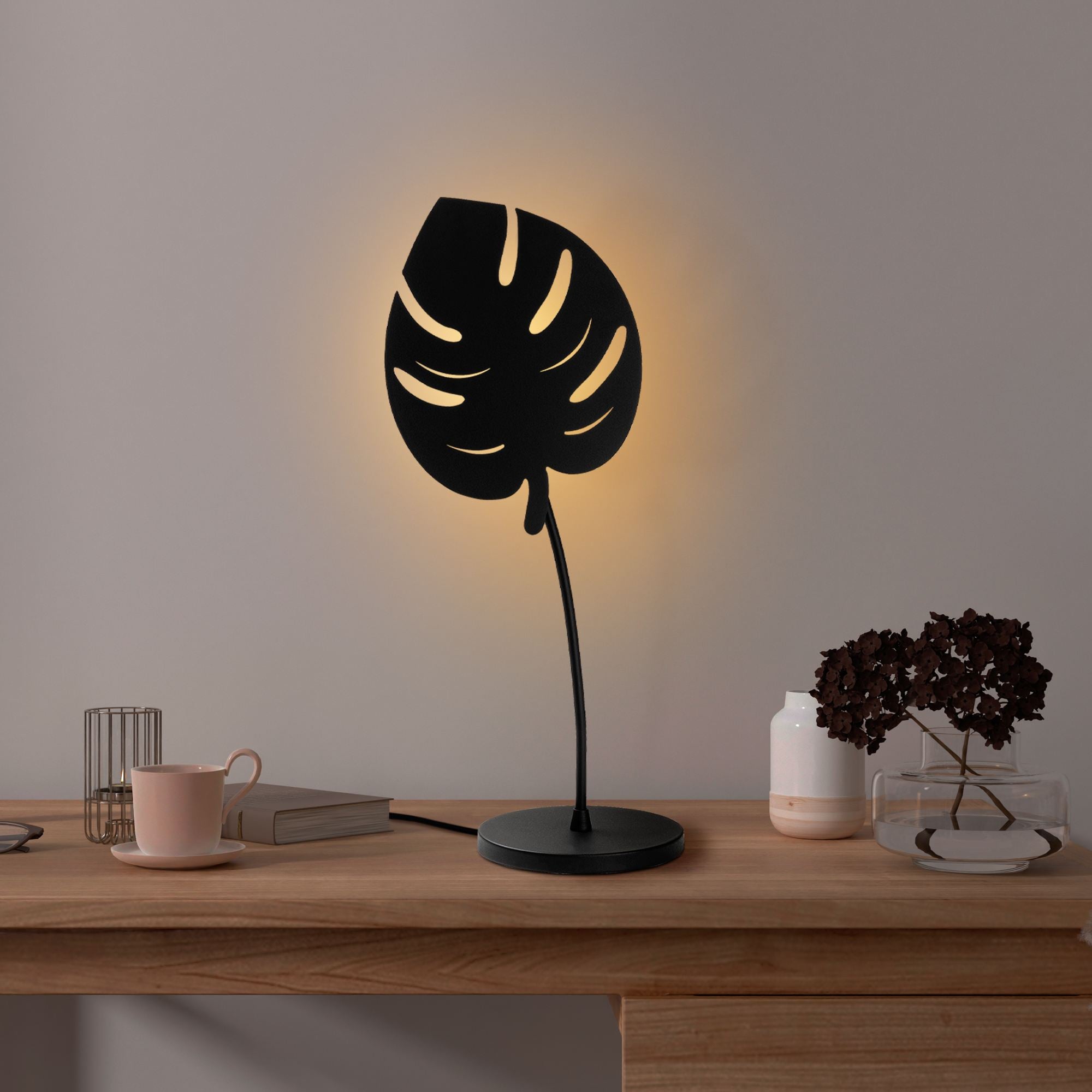 Candeeiro de mesa-Leaf-Preto