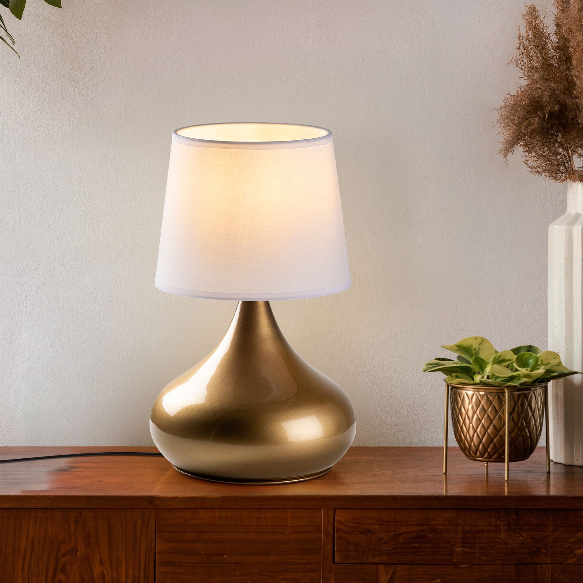 Candeeiro de mesa-Bulbe-Dourado
Branco