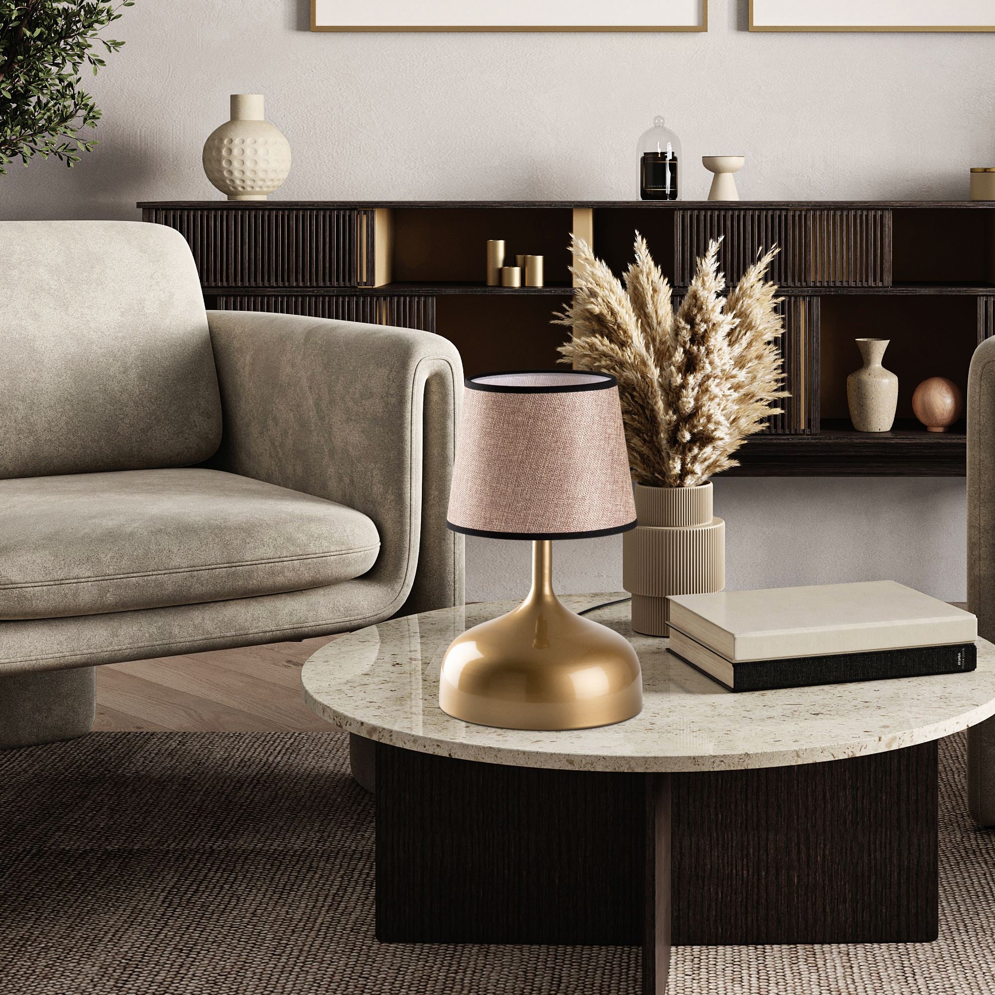 Candeeiro de mesa-Bulbous-Dourado
Bege