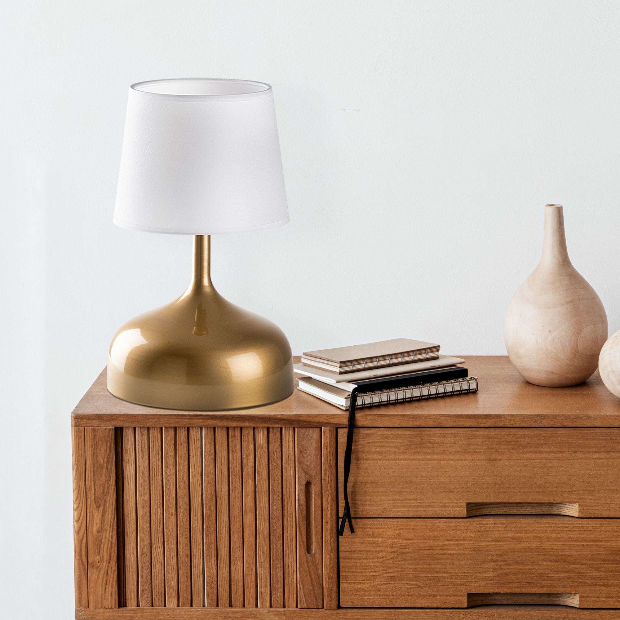 Candeeiro de mesa-Bulbous-Dourado
Branco