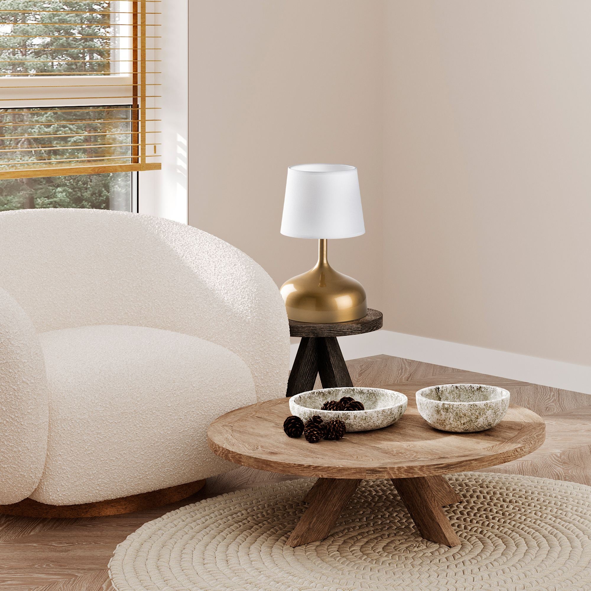 Candeeiro de mesa-Bulbous-Dourado
Branco