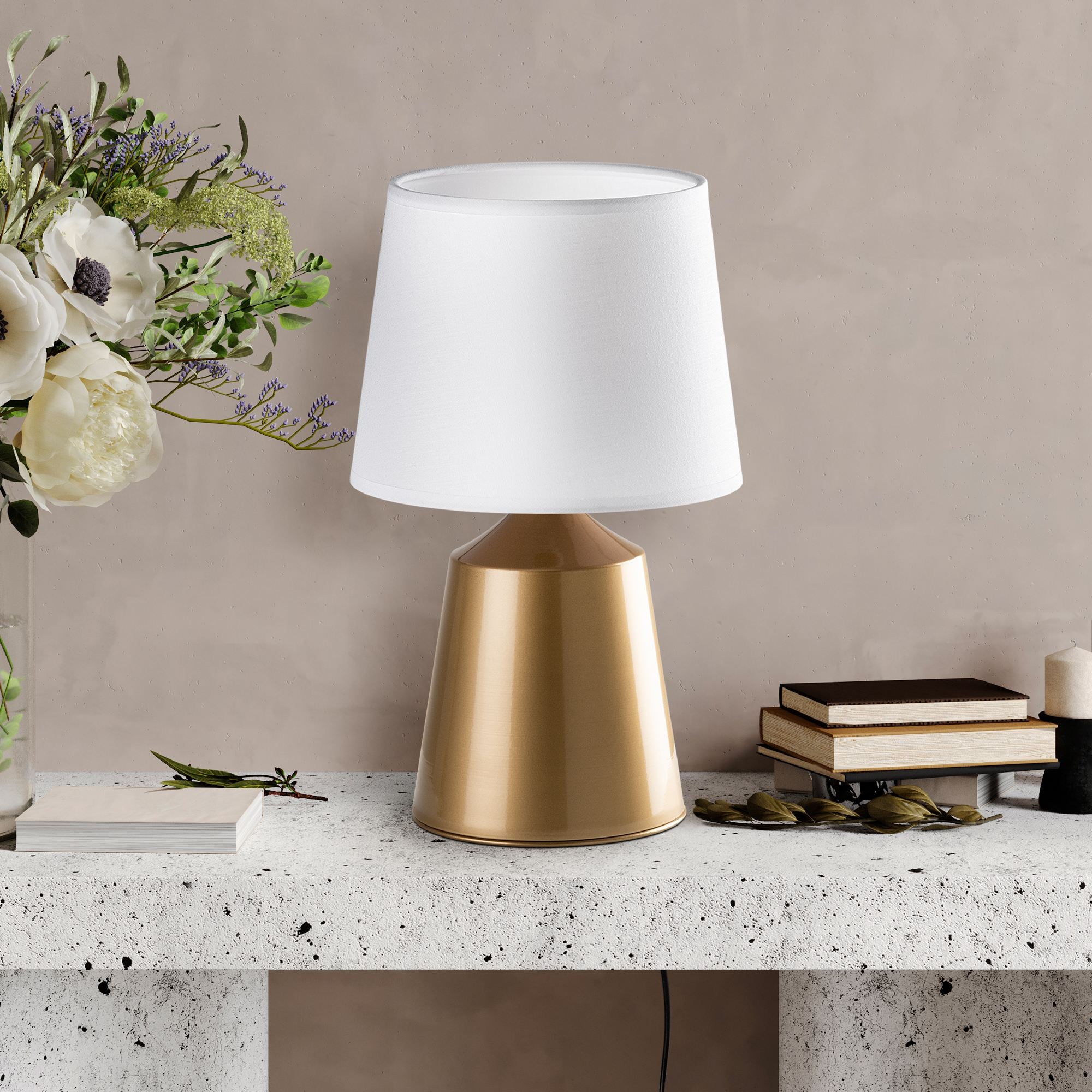 Candeeiro de mesa-Drop-Dourado
Branco