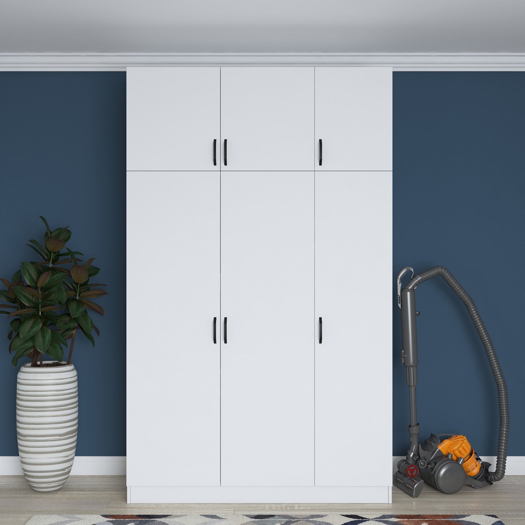 Guarda-roupa – 145 cm x 239 cm x 55 cm – Branco – Painel de partículas revestido em melamina