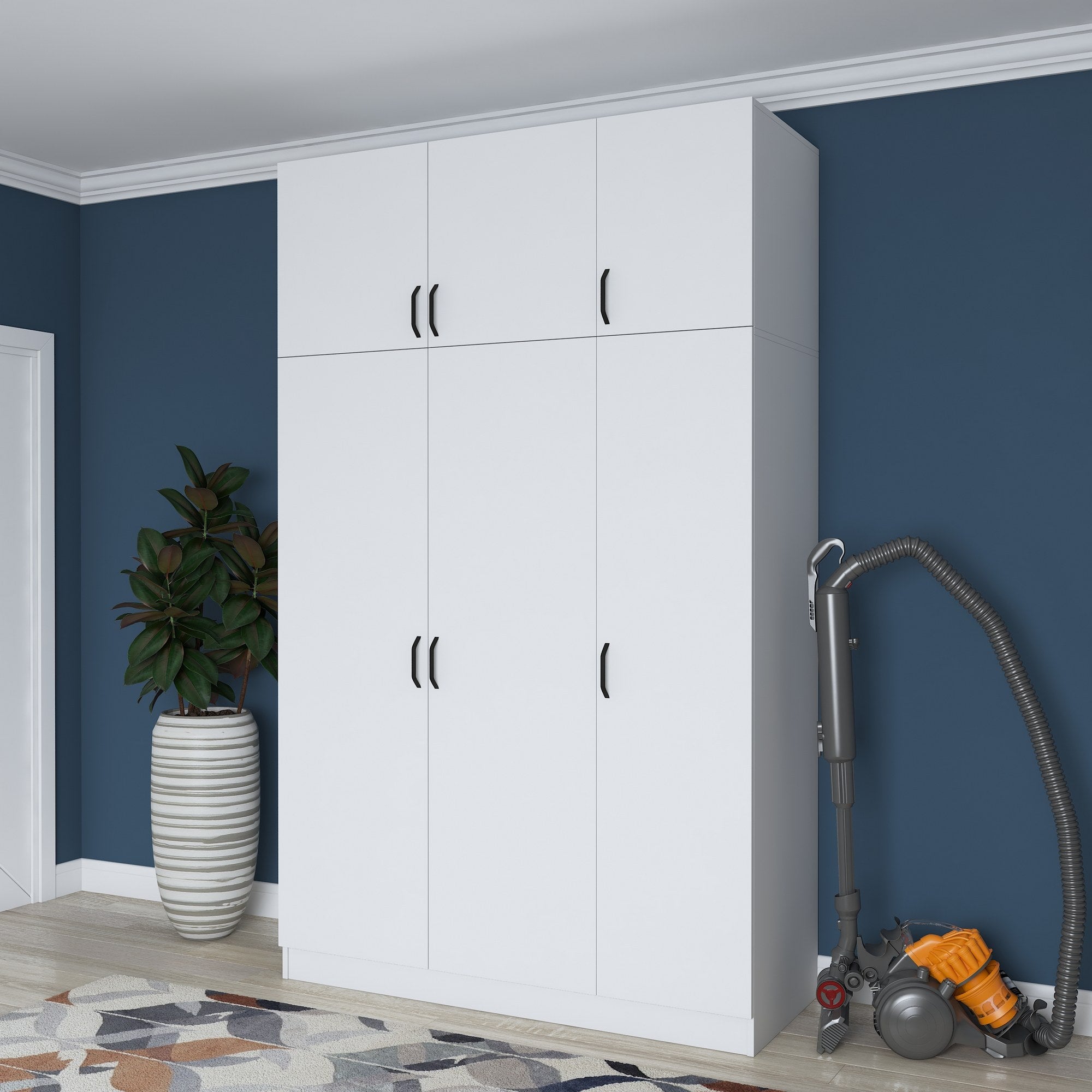 Guarda-roupa – 145 cm x 239 cm x 55 cm – Branco – Painel de partículas revestido em melamina