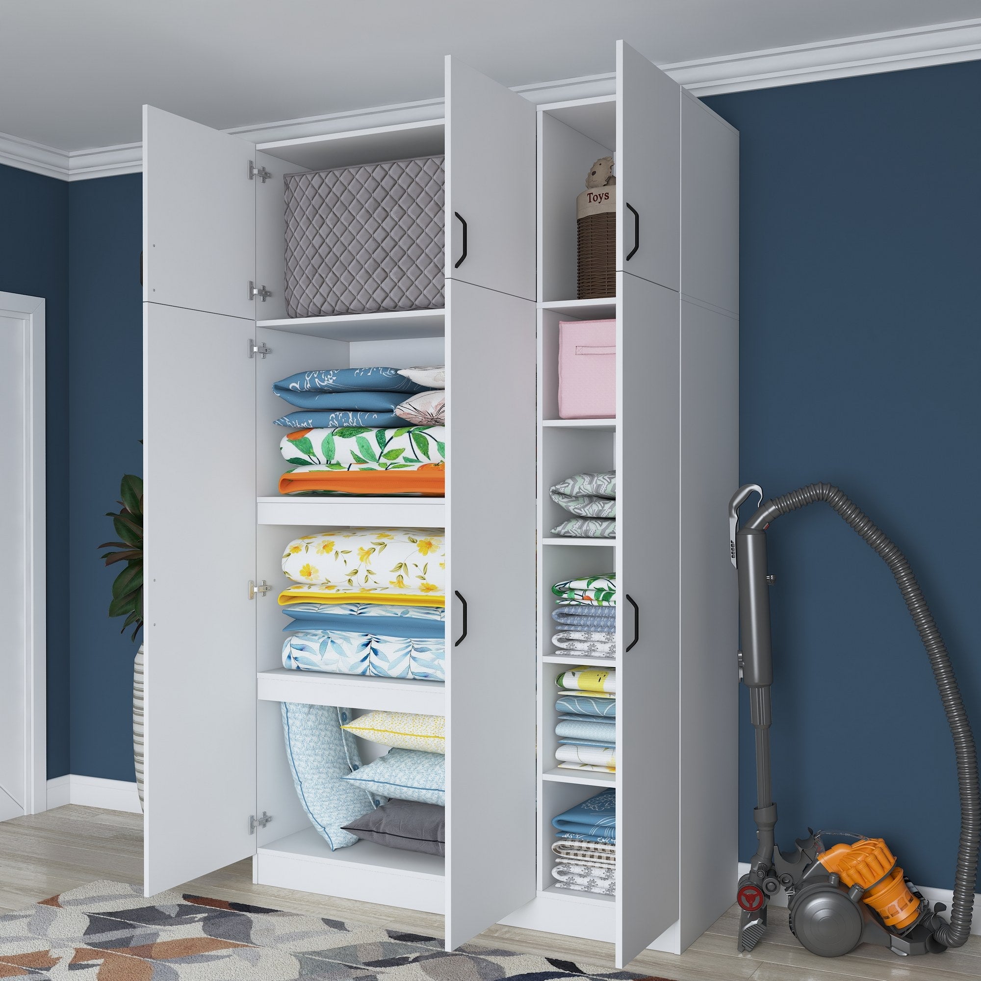 Guarda-roupa – 145 cm x 239 cm x 55 cm – Branco – Painel de partículas revestido em melamina