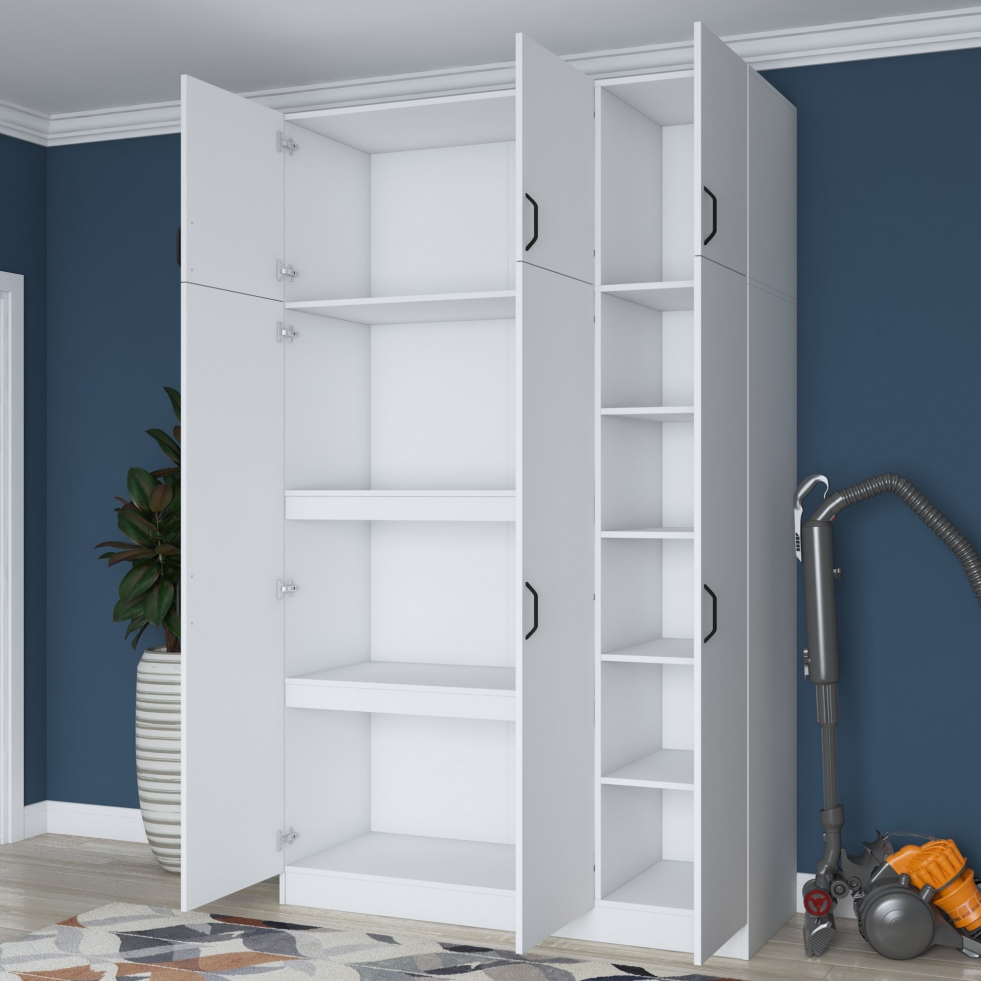 Guarda-roupa – 145 cm x 239 cm x 55 cm – Branco – Painel de partículas revestido em melamina