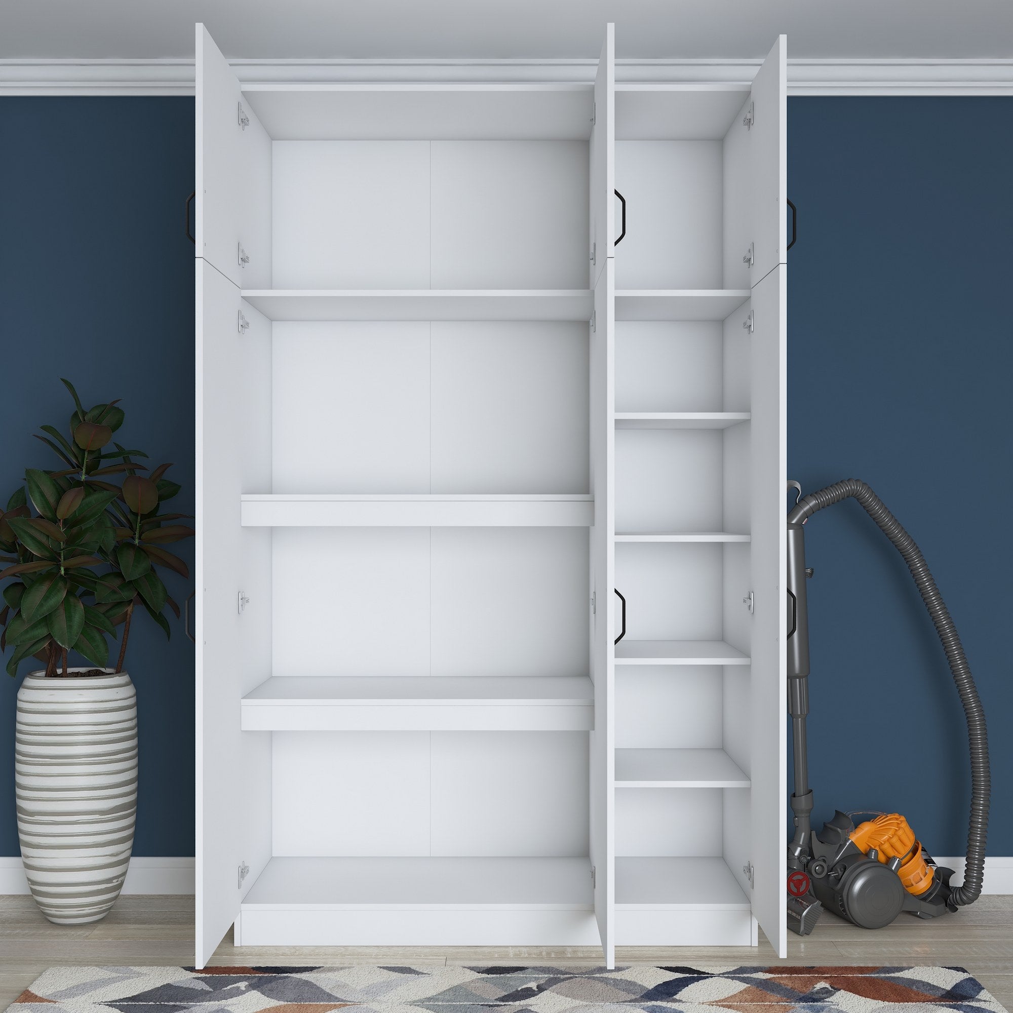 Guarda-roupa – 145 cm x 239 cm x 55 cm – Branco – Painel de partículas revestido em melamina