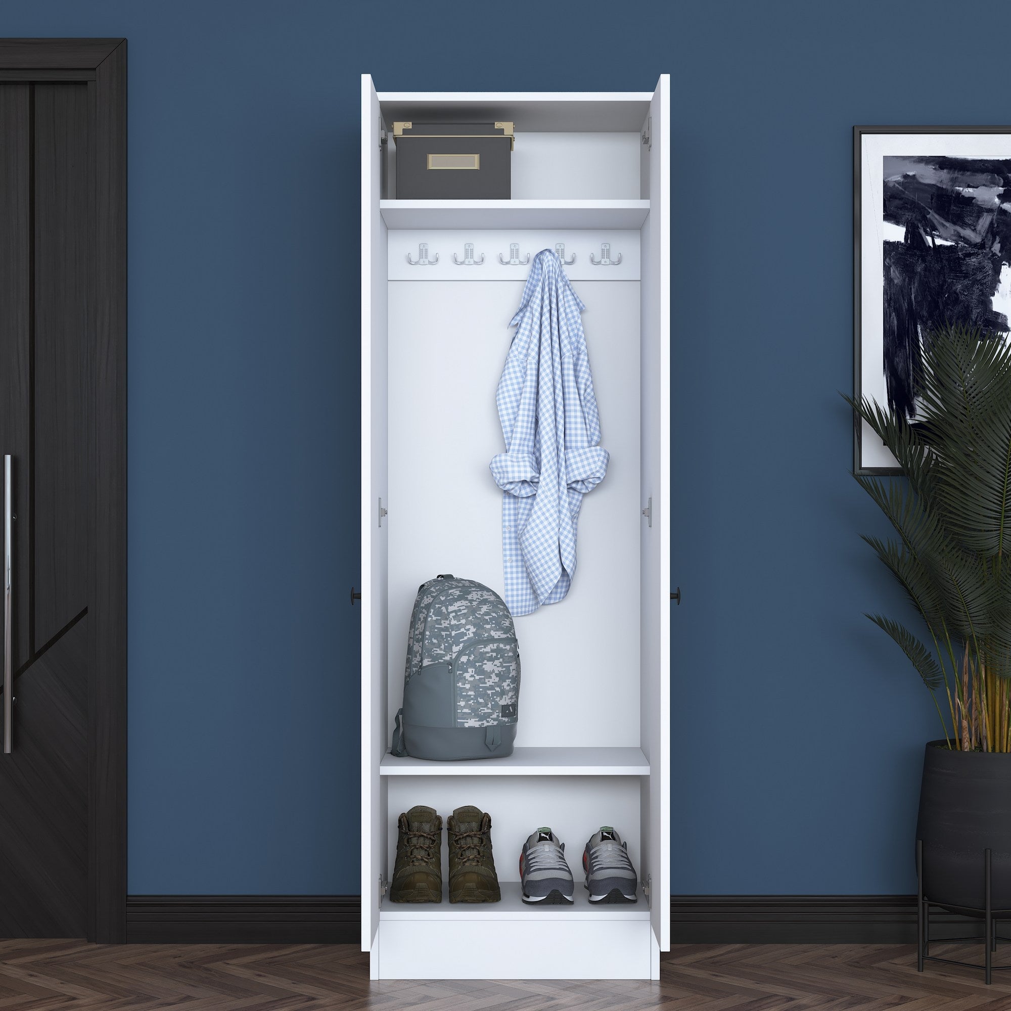 Aparador de hall – 59,8 x 182,8 x 37,5 cm – Branco – 100% aglomerado E1 revestido com melamina