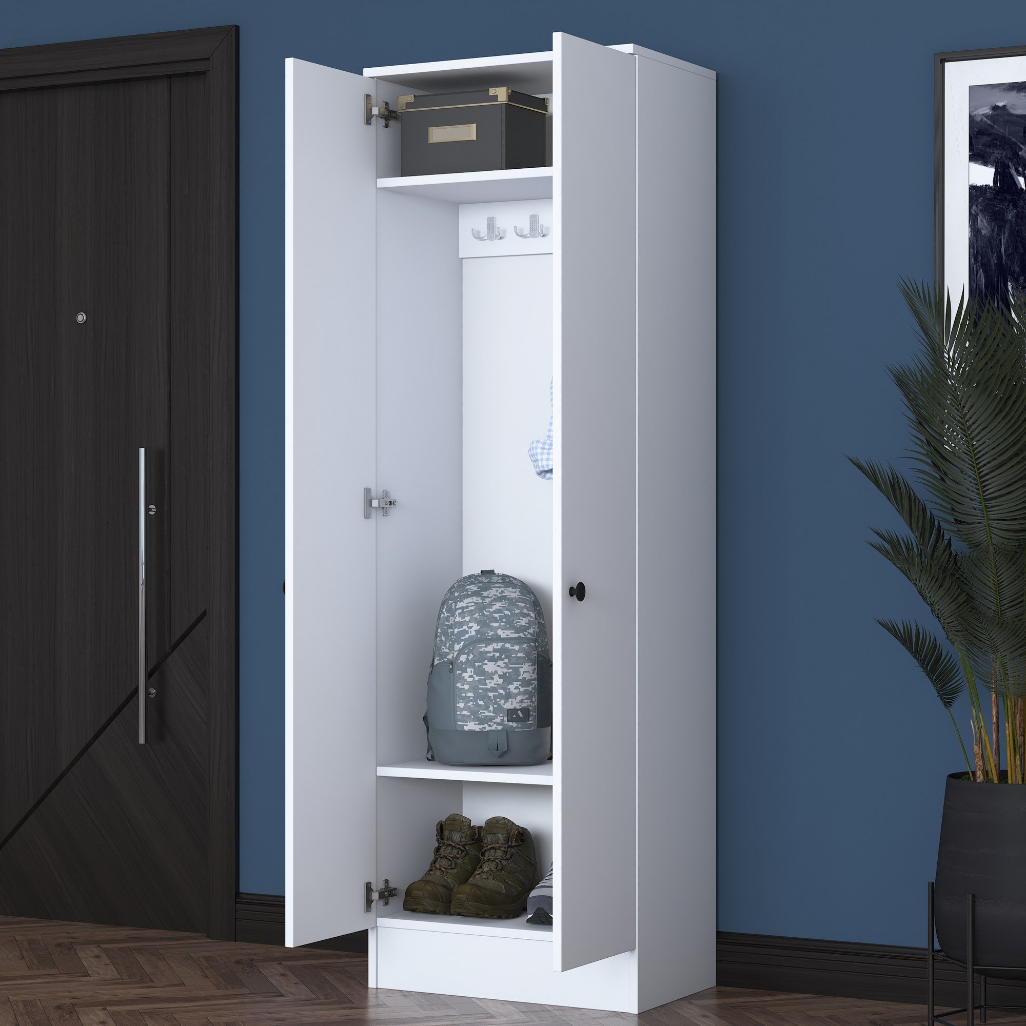 Aparador de hall – 59,8 x 182,8 x 37,5 cm – Branco – 100% aglomerado E1 revestido com melamina