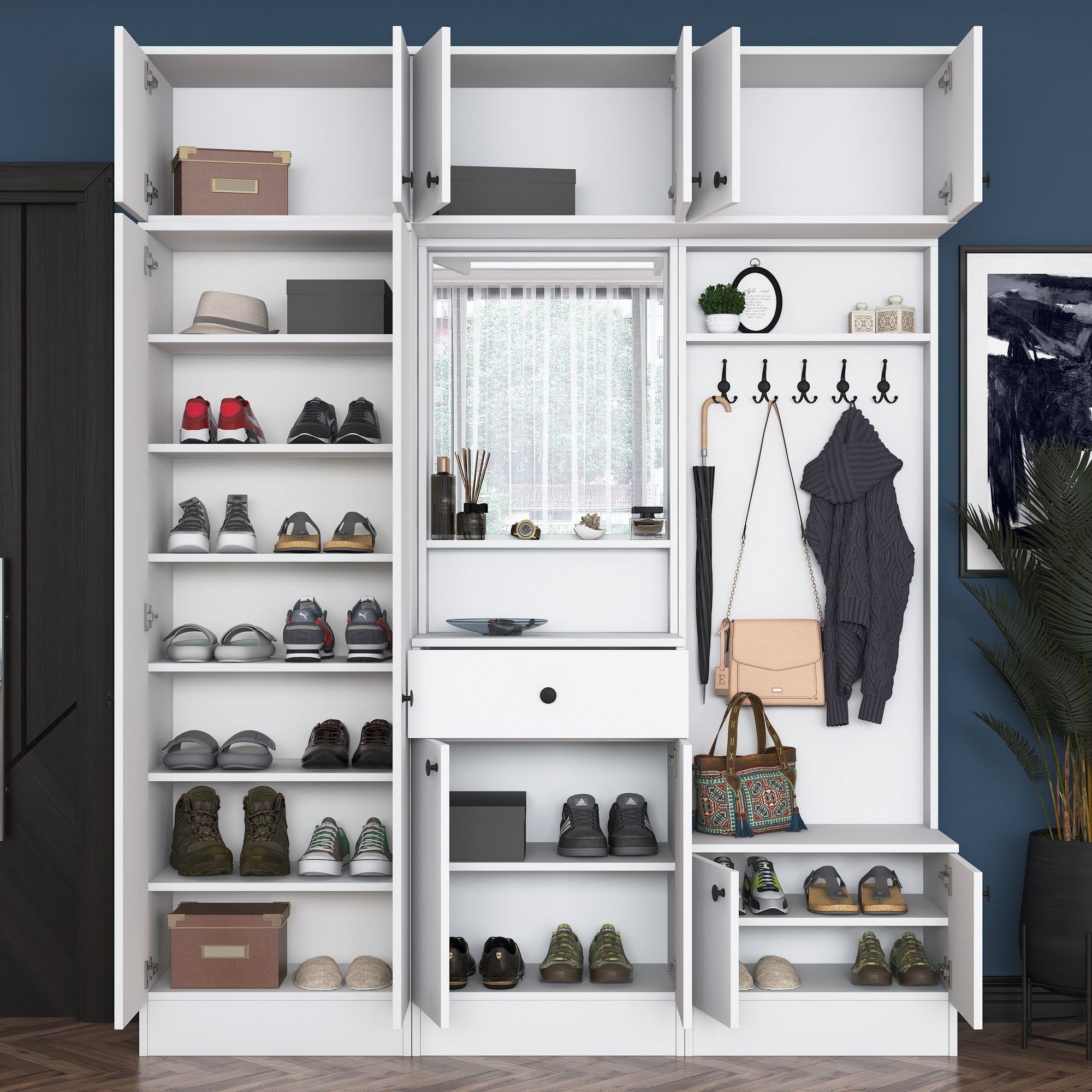 Aparador de hall – 179,6 x 226,4 x 37,5 cm – Branco – Aglomerado E1