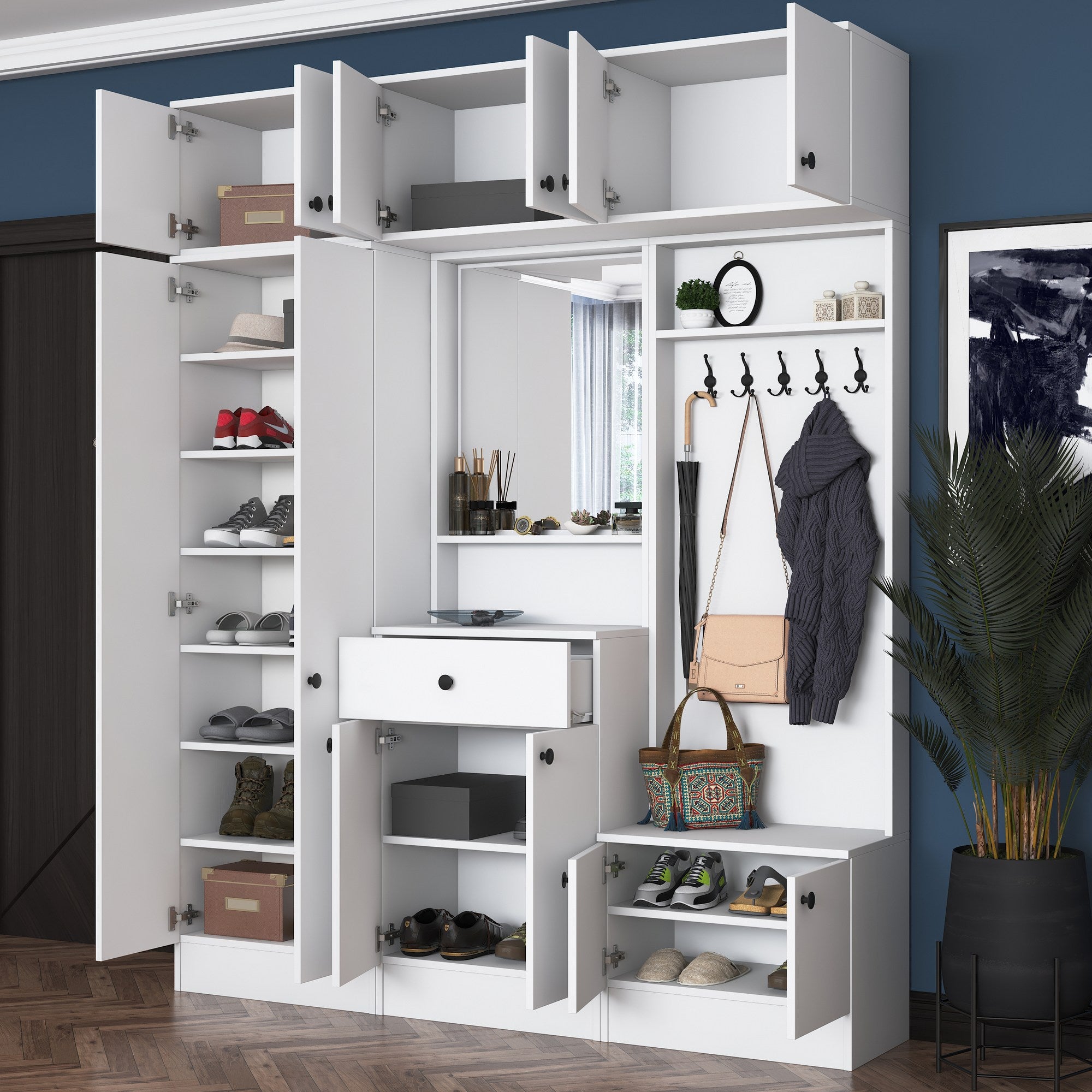 Aparador de hall – 179,6 x 226,4 x 37,5 cm – Branco – Aglomerado E1