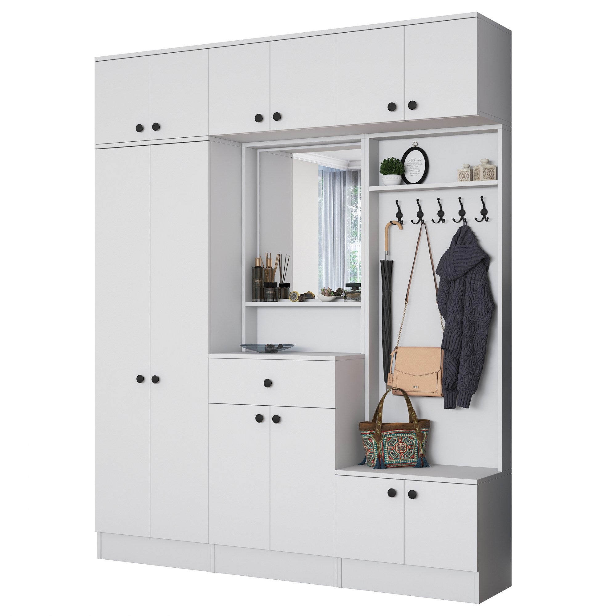 Aparador de hall – 179,6 x 226,4 x 37,5 cm – Branco – Aglomerado E1