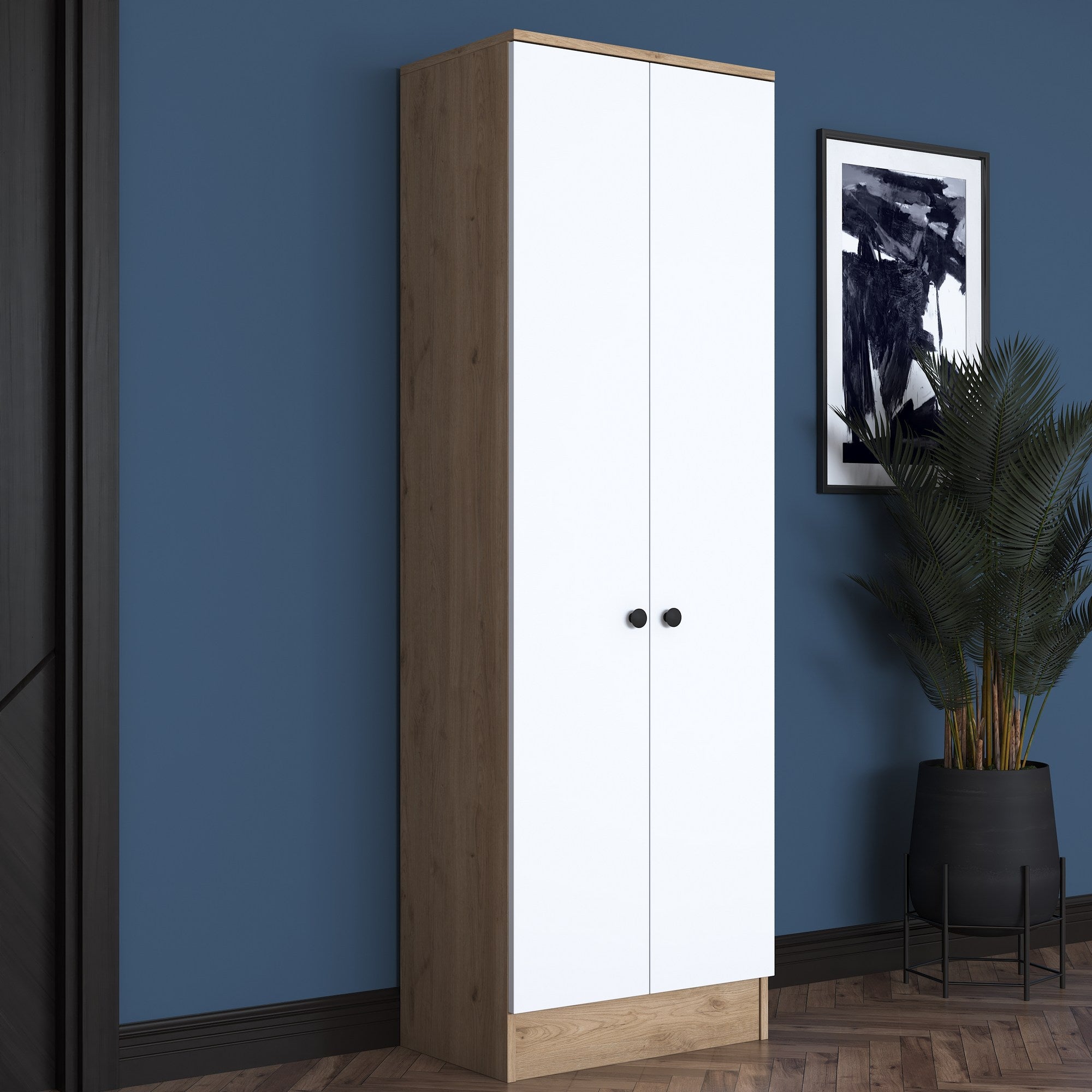 Conjunto para hall de entrada – 59,8 x 182,8 x 37,5 cm – Branco e Nogueira – Aglomerado de partículas