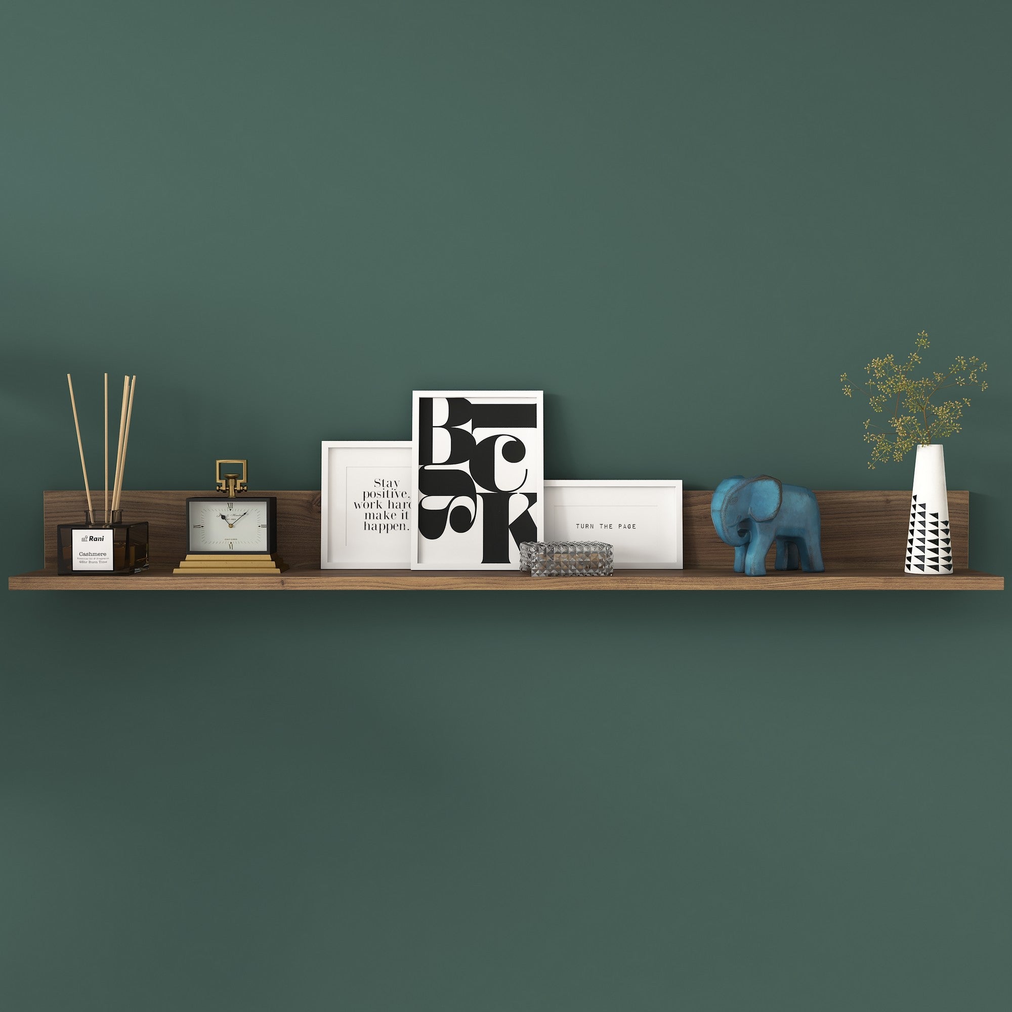 Prateleira de parede escandinava, cor nogueira, 135,8 x 15 x 13 cm | Painel de partículas 100% revestido com melamina | Solução de armazenamento elegante e funcional para casas modernas
