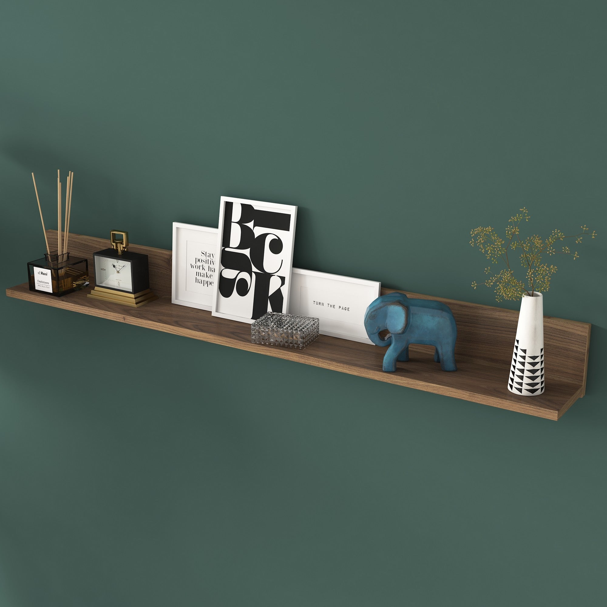 Prateleira de parede escandinava, cor nogueira, 135,8 x 15 x 13 cm | Painel de partículas 100% revestido com melamina | Solução de armazenamento elegante e funcional para casas modernas
