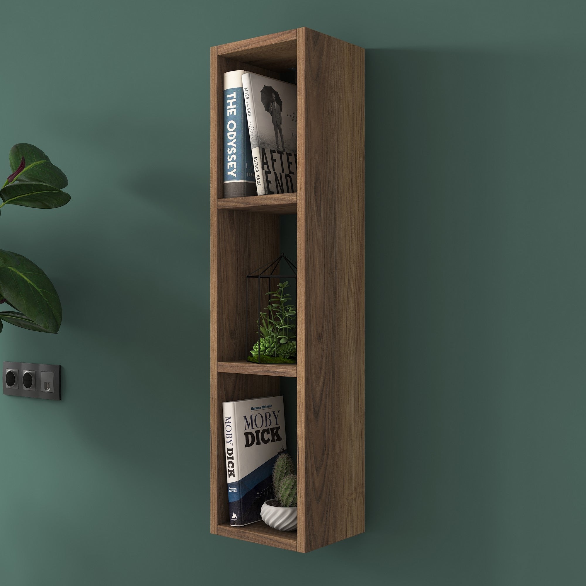 Prateleira de parede escandinava, cor nogueira, 22,1 x 90 x 18,5 cm | Painel de partículas 100% revestido com melamina | Solução de armazenamento elegante e funcional para casa