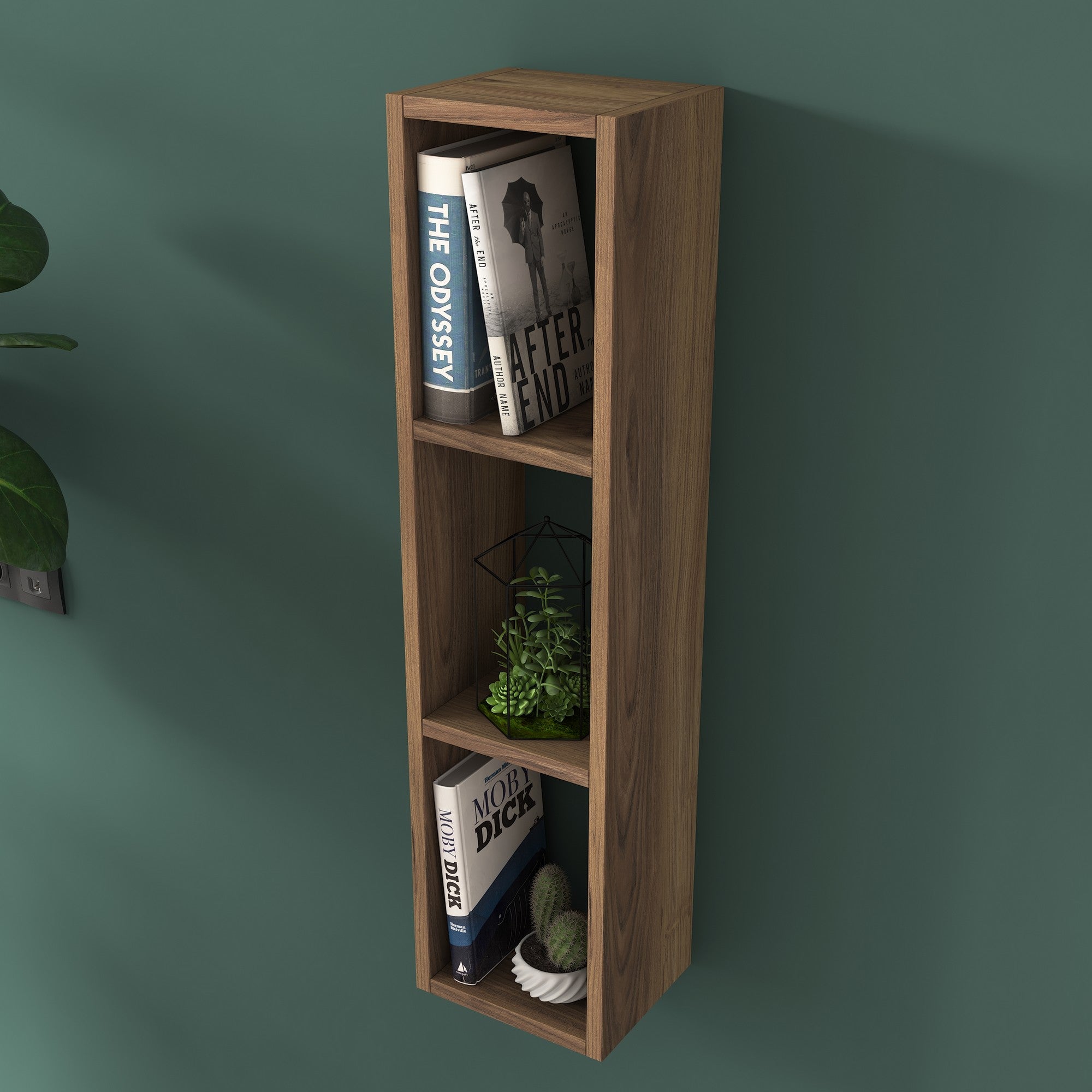Prateleira de parede escandinava, cor nogueira, 22,1 x 90 x 18,5 cm | Painel de partículas 100% revestido com melamina | Solução de armazenamento elegante e funcional para casa